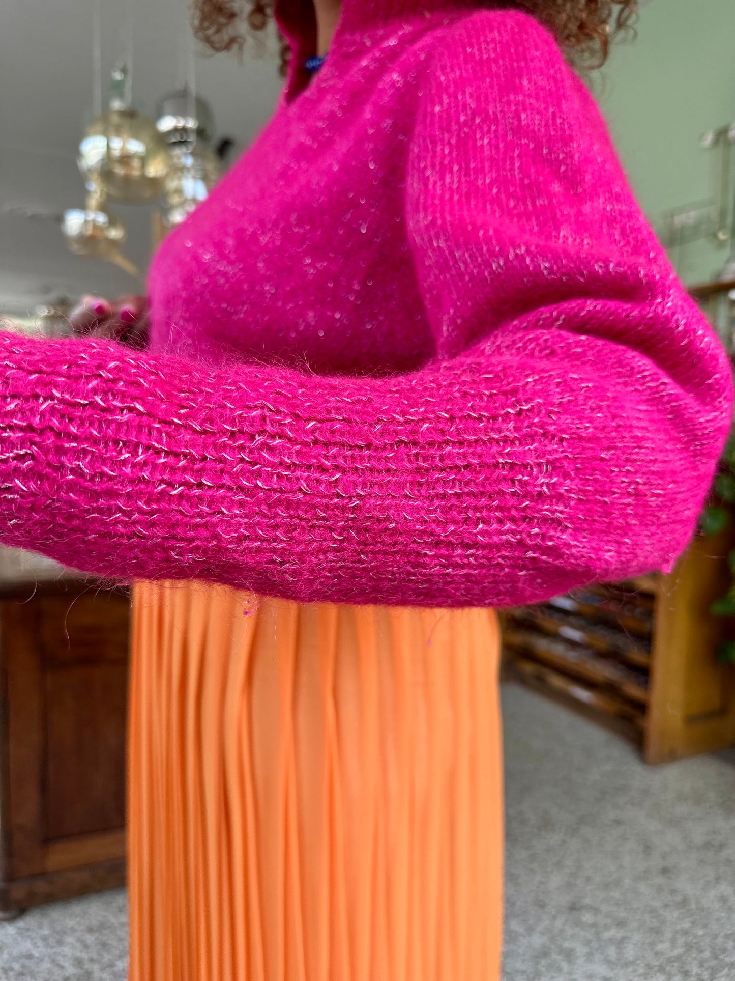 Vintage roze sparkle sweater - S/M