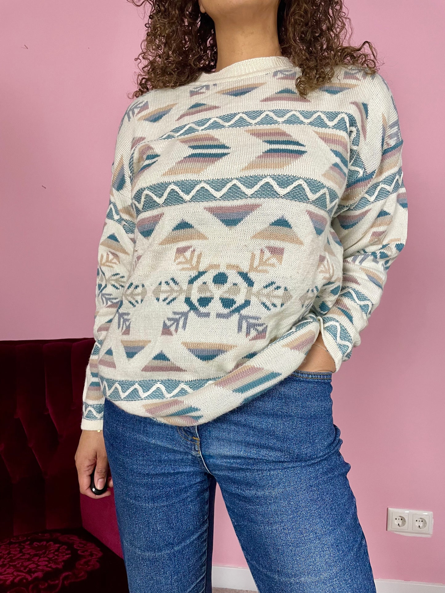 Vintage sweater met inspired Aztec print