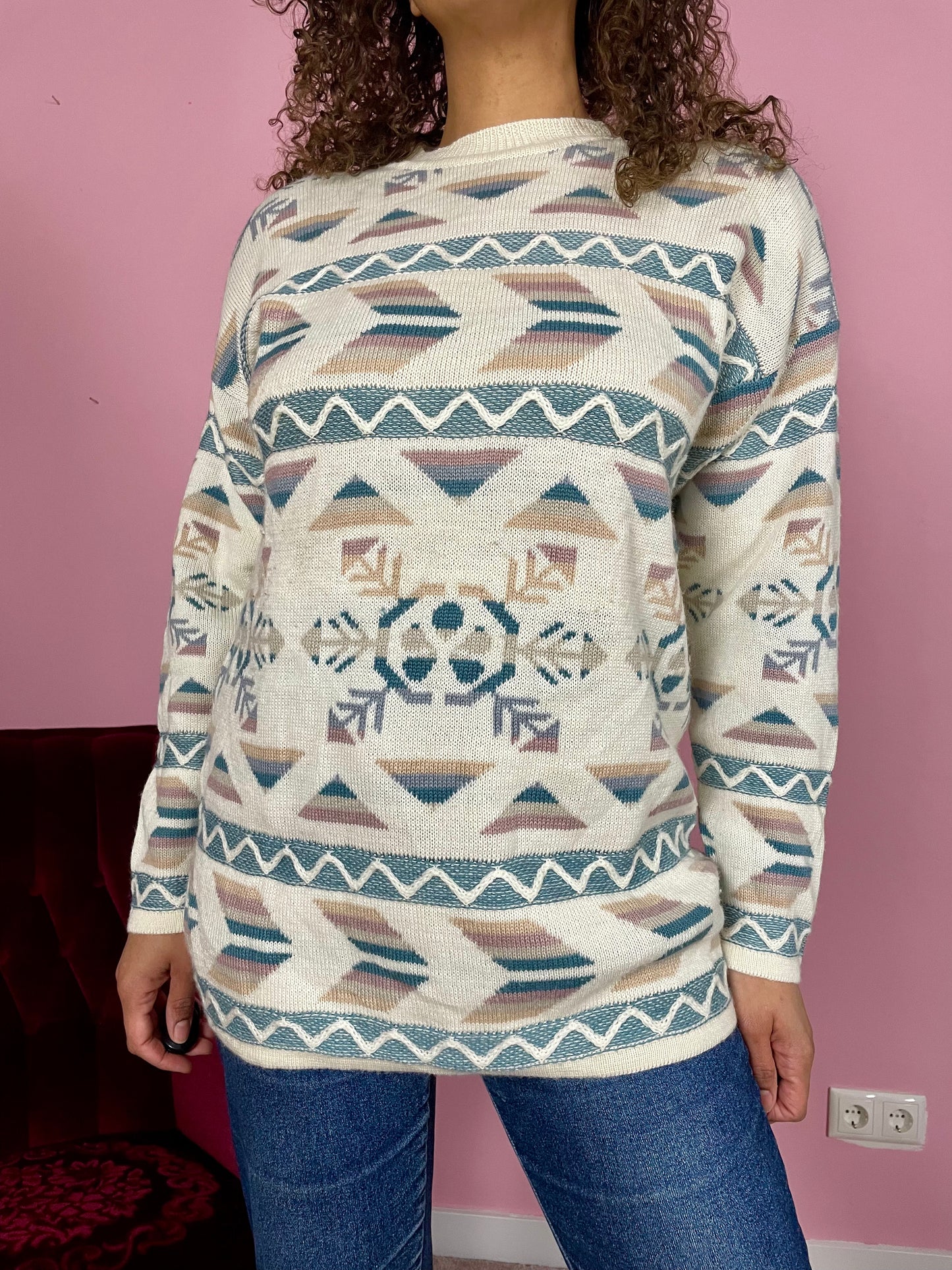 Vintage sweater met inspired Aztec print