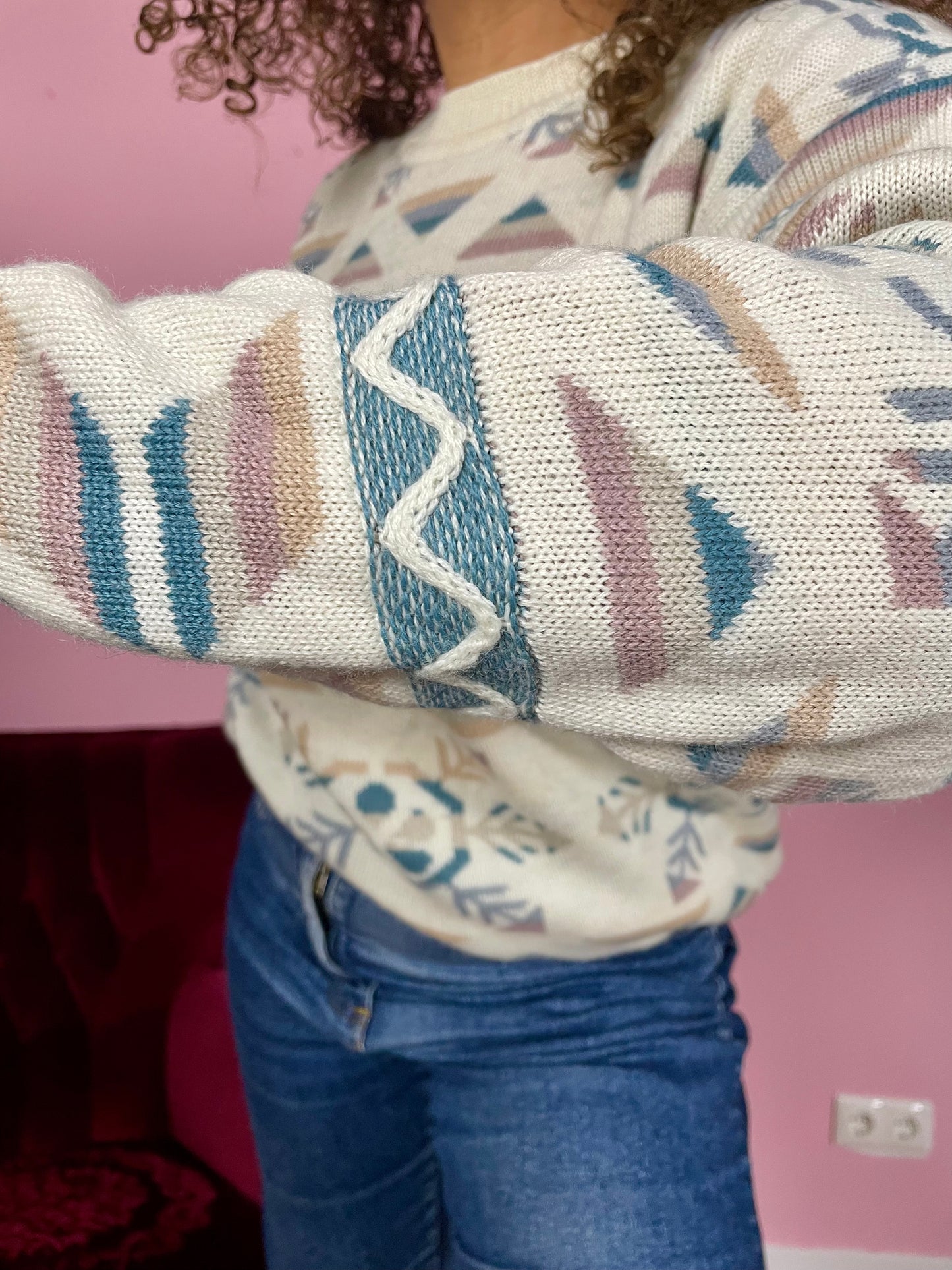 Vintage sweater met inspired Aztec print