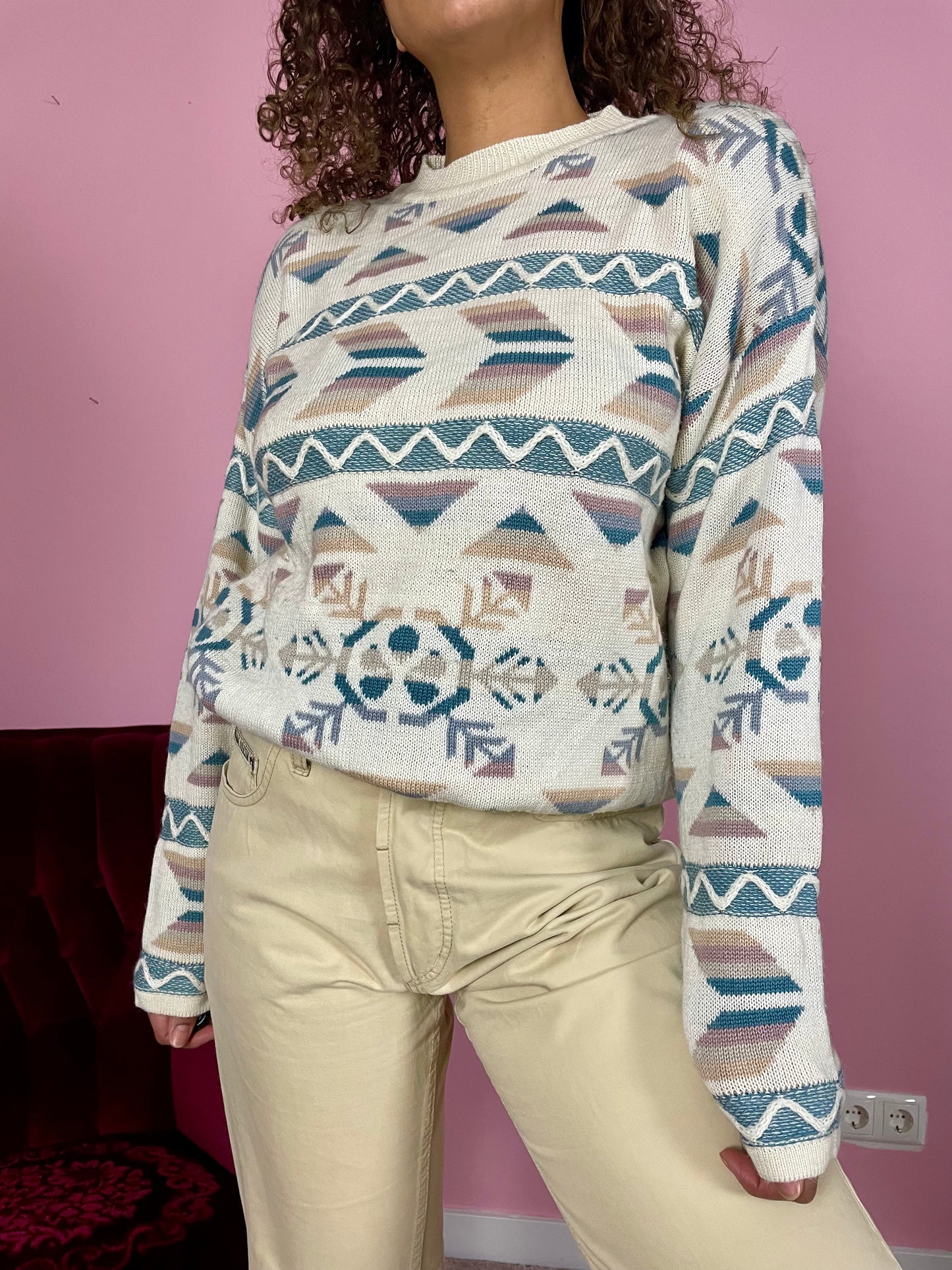 Vintage sweater met inspired Aztec print