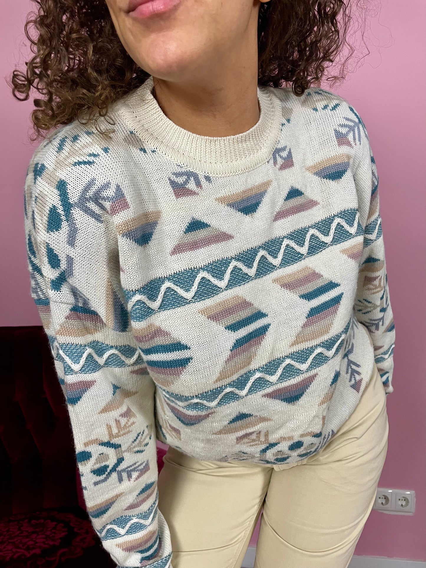 Vintage sweater met inspired Aztec print