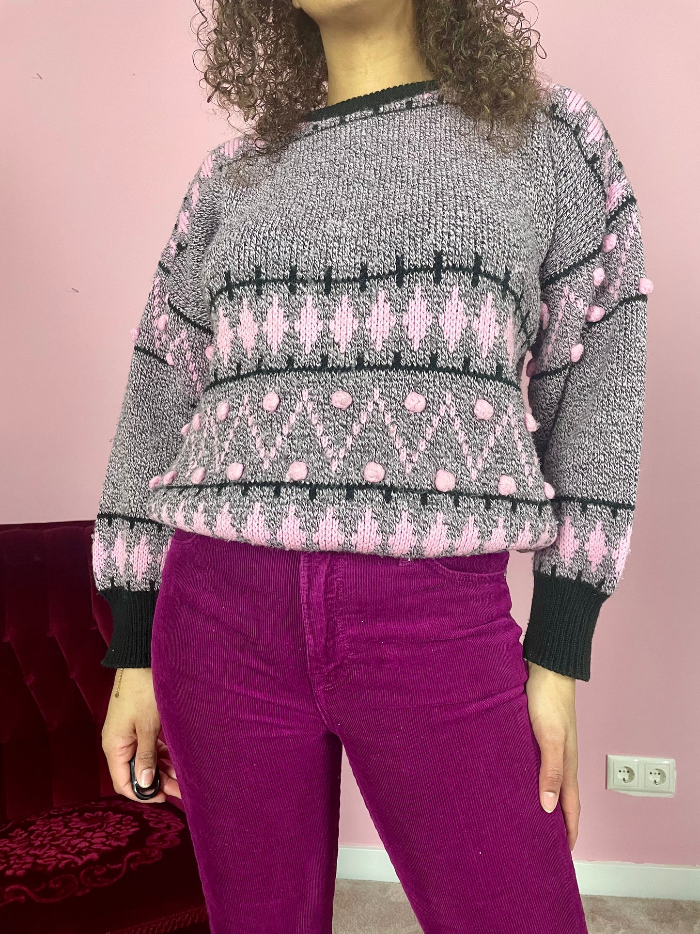 Vintage sweater met balletjes