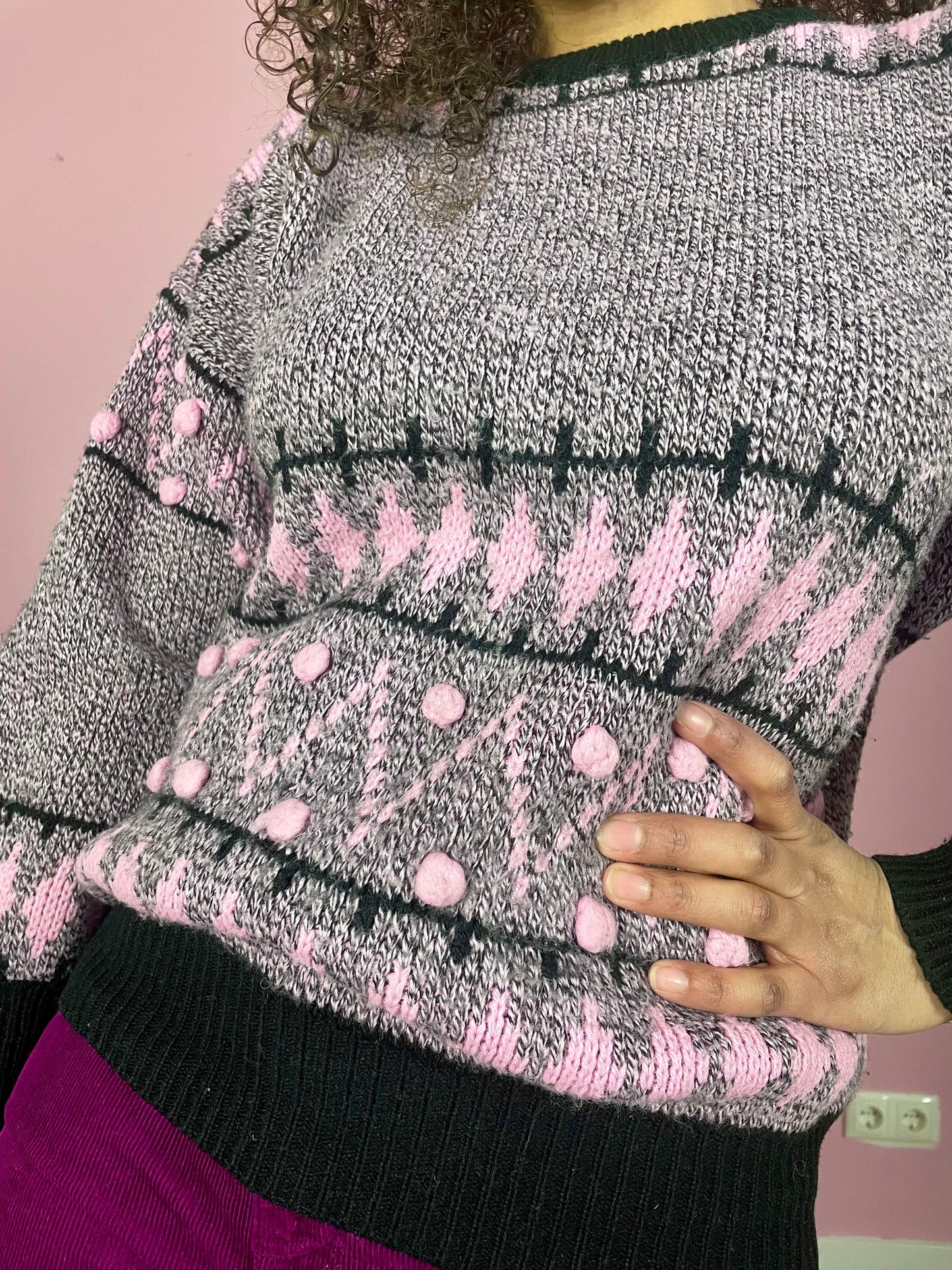 Vintage sweater met balletjes