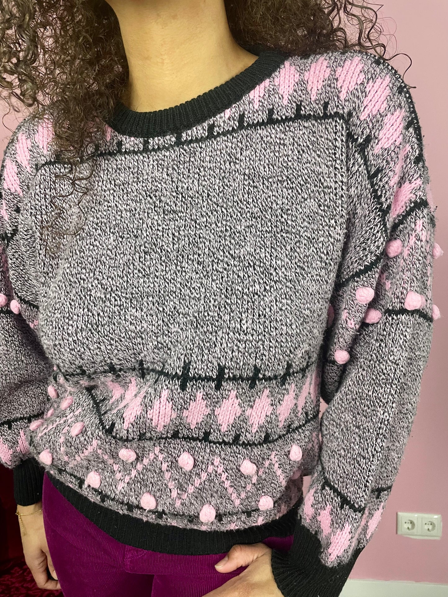 Vintage sweater met balletjes