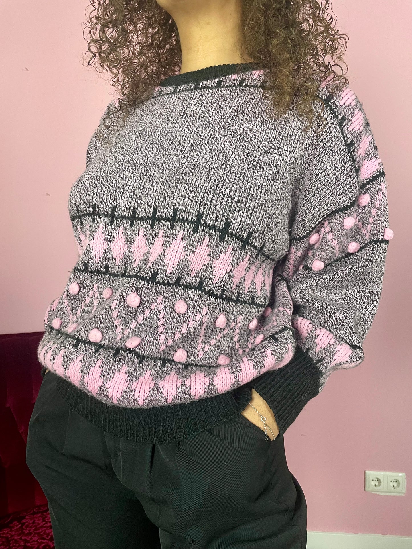 Vintage sweater met balletjes