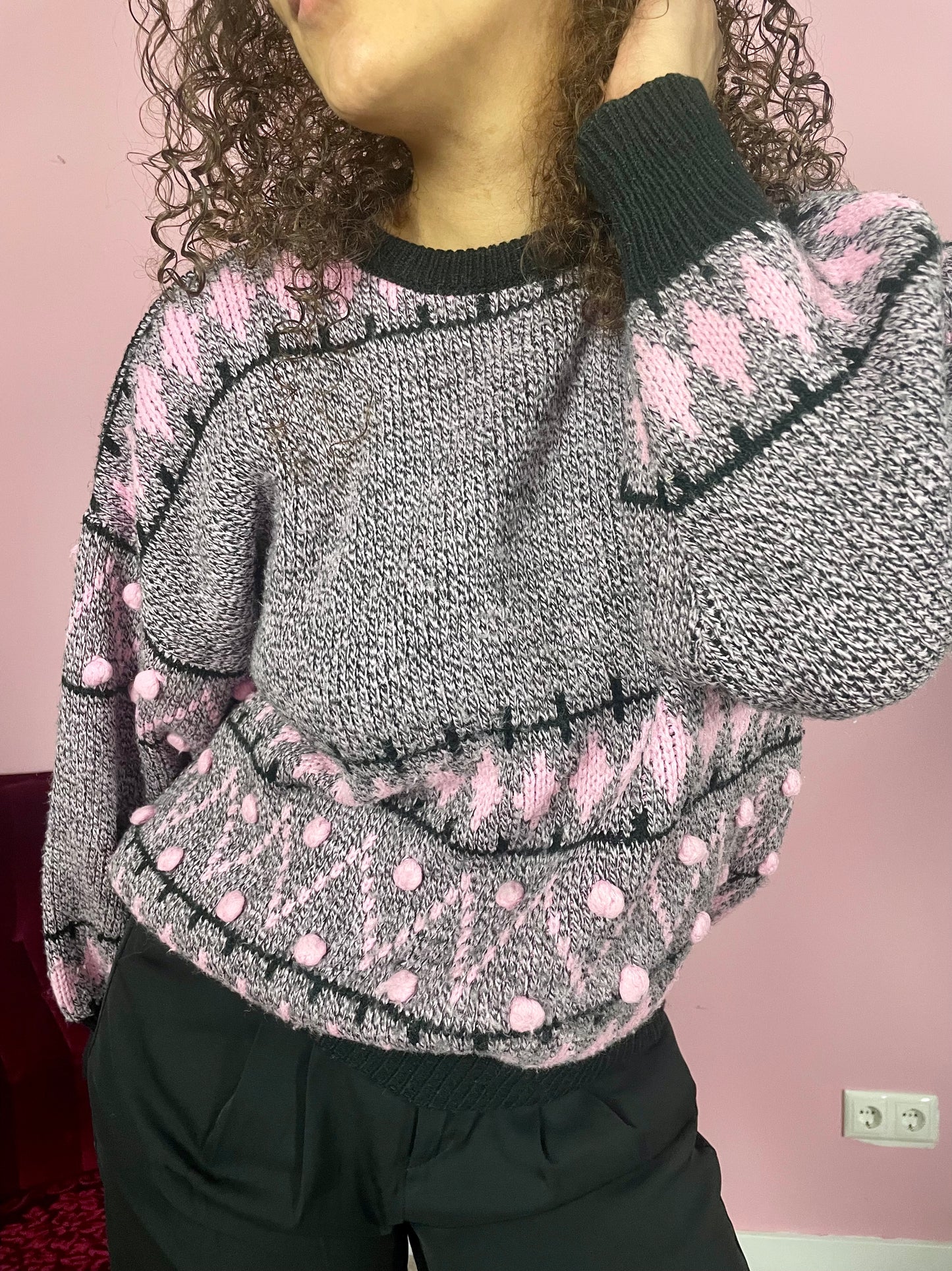 Vintage sweater met balletjes