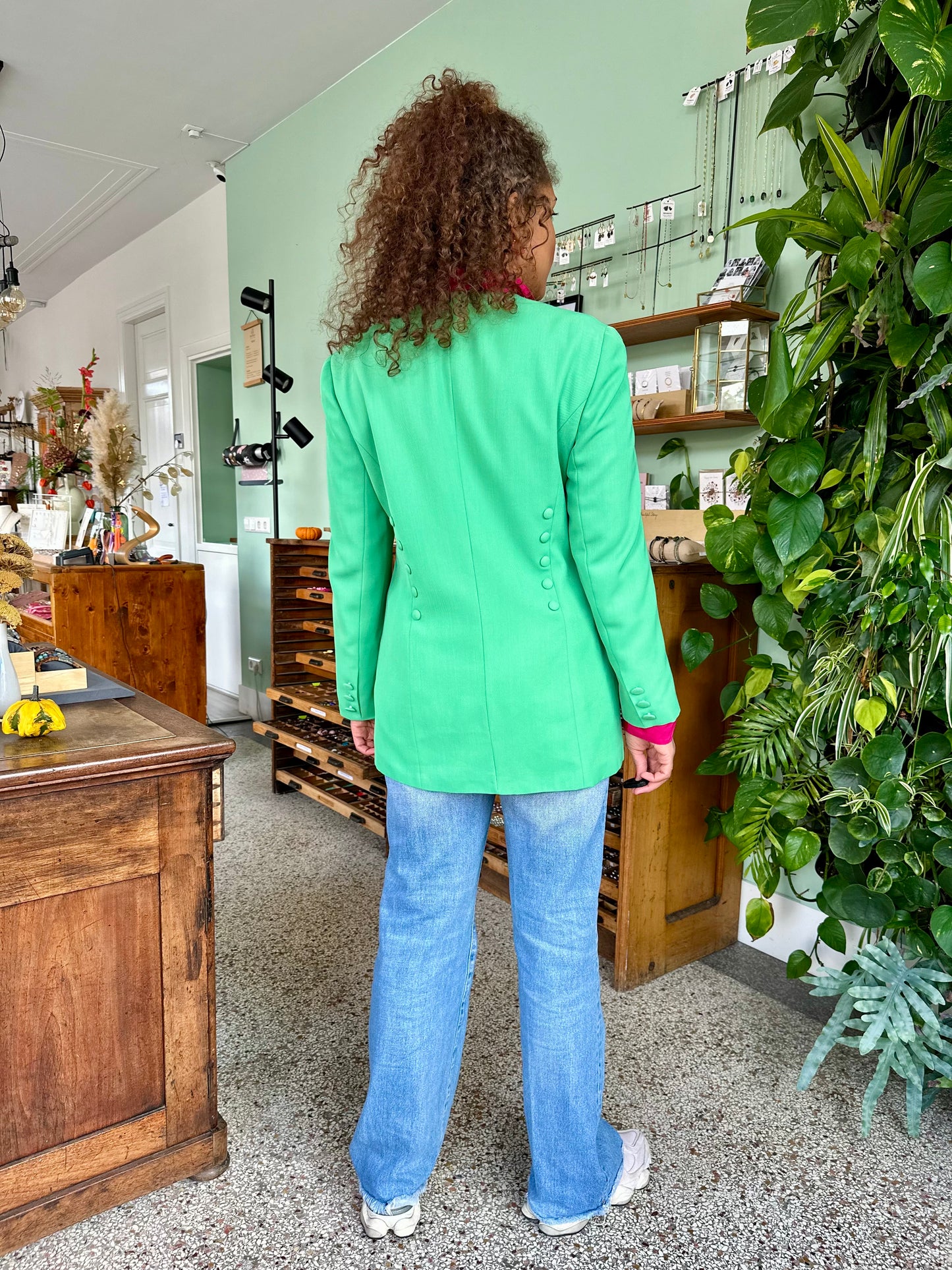 Vintage knalgroene blazer