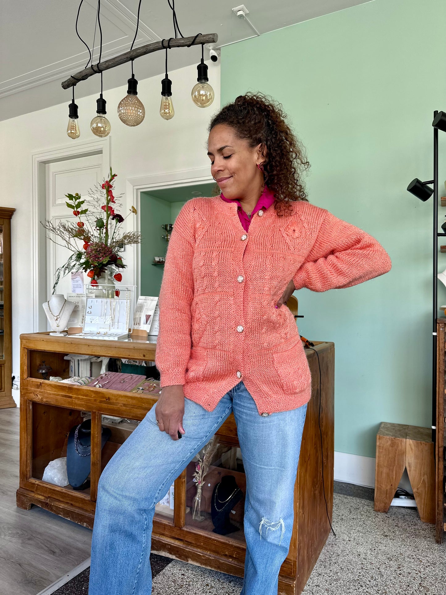 Vintage zalmoranje knitted vest - L/XL