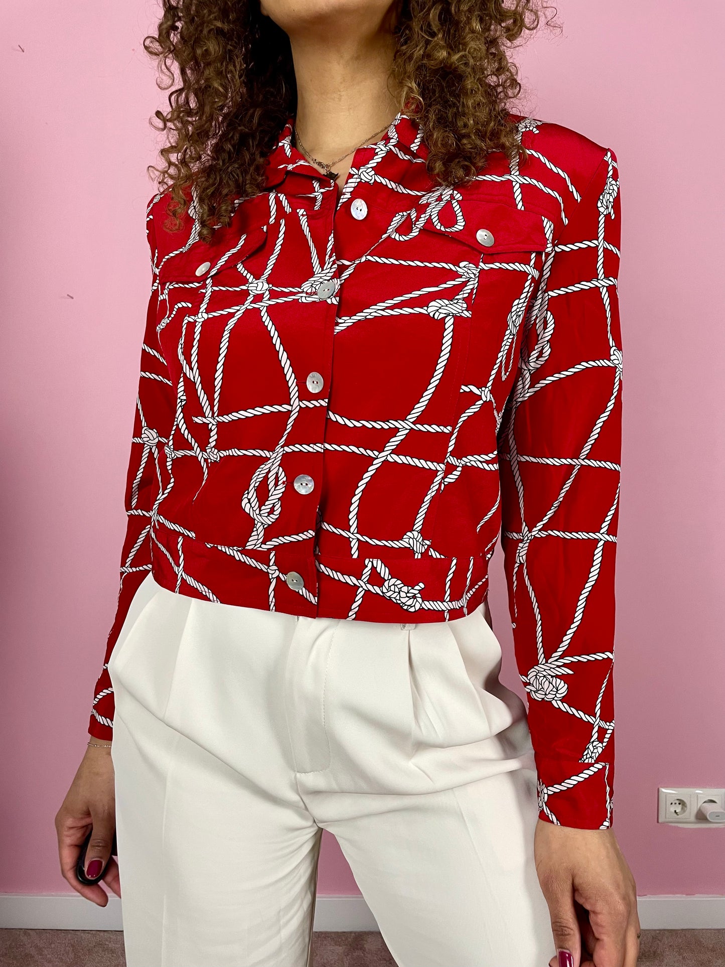 Vintage zijde cropped blazer