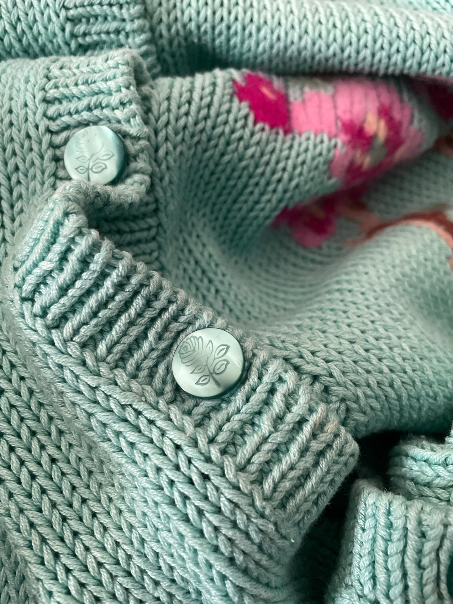 Vintage turquoise bloesem vest