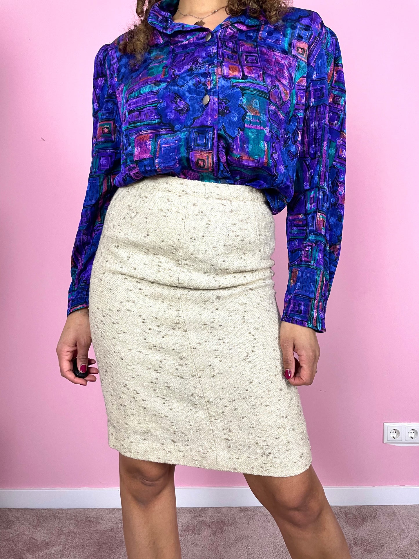Vintage boucle mini rok