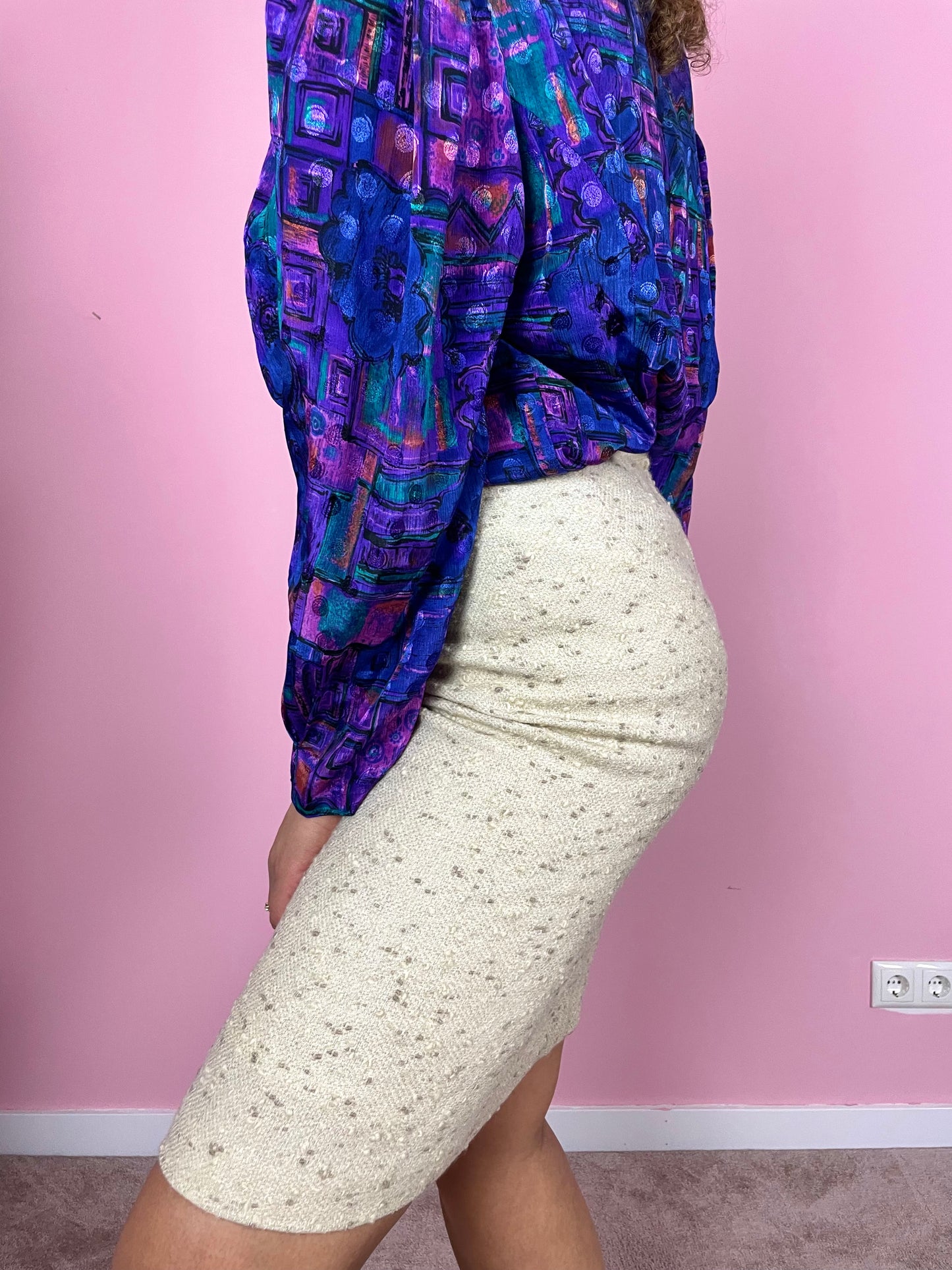Vintage boucle mini rok