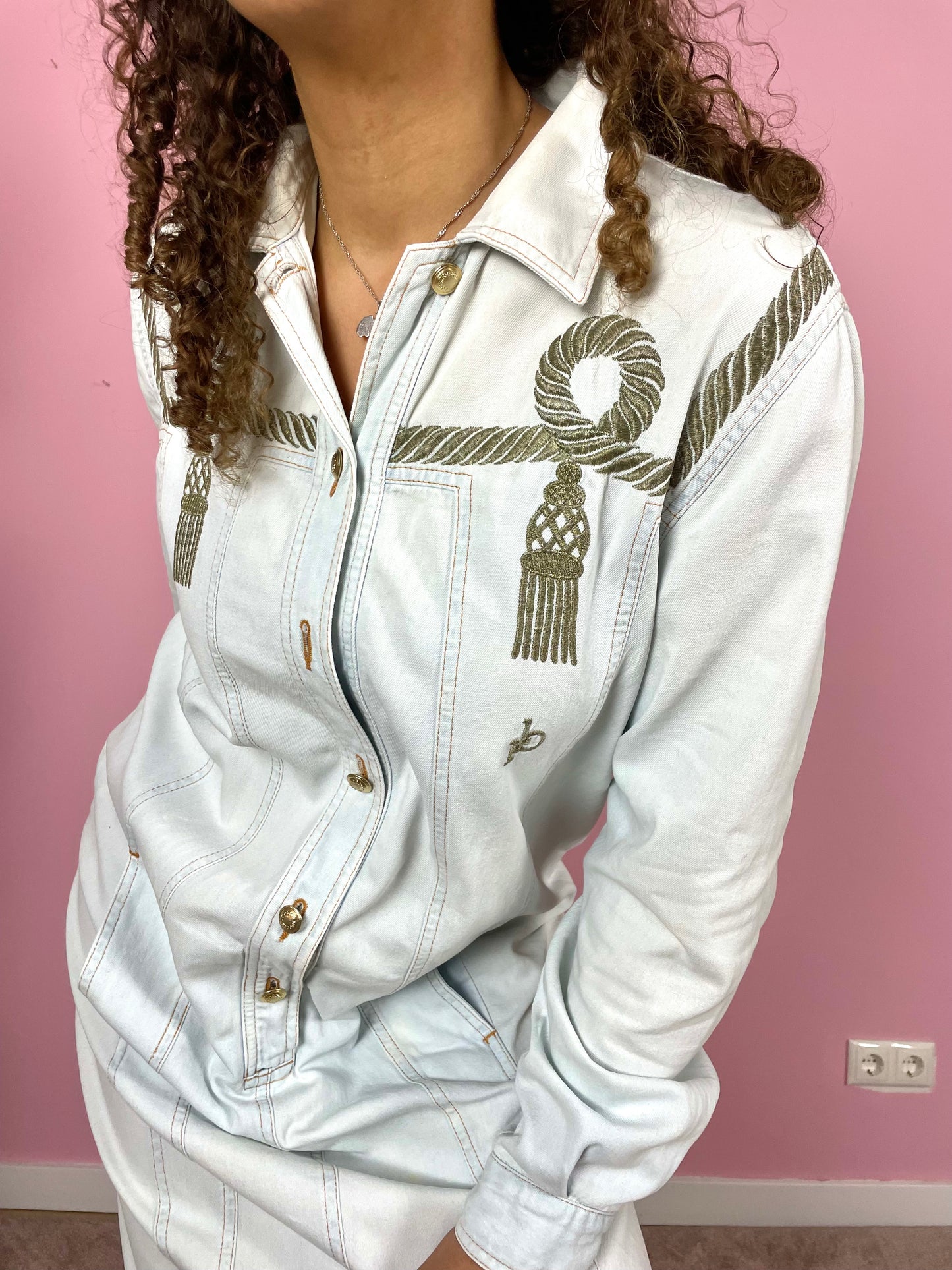 Vintage 90's lichtblauwe denim jurk