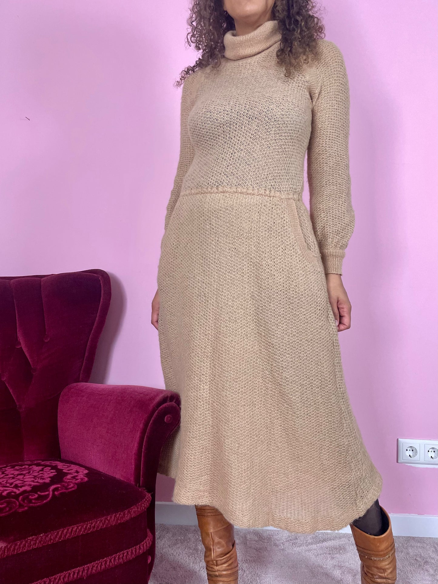 Vintage knitted midi jurk
