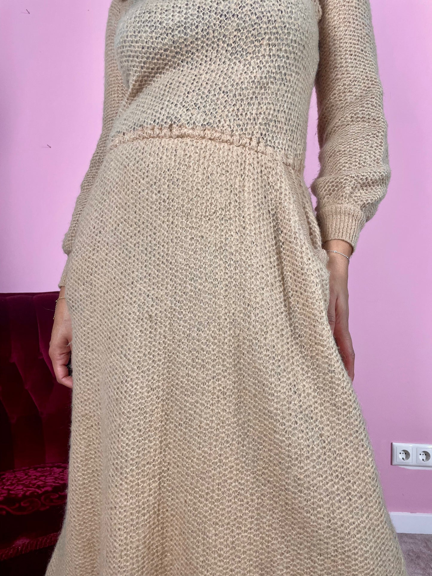Vintage knitted midi jurk