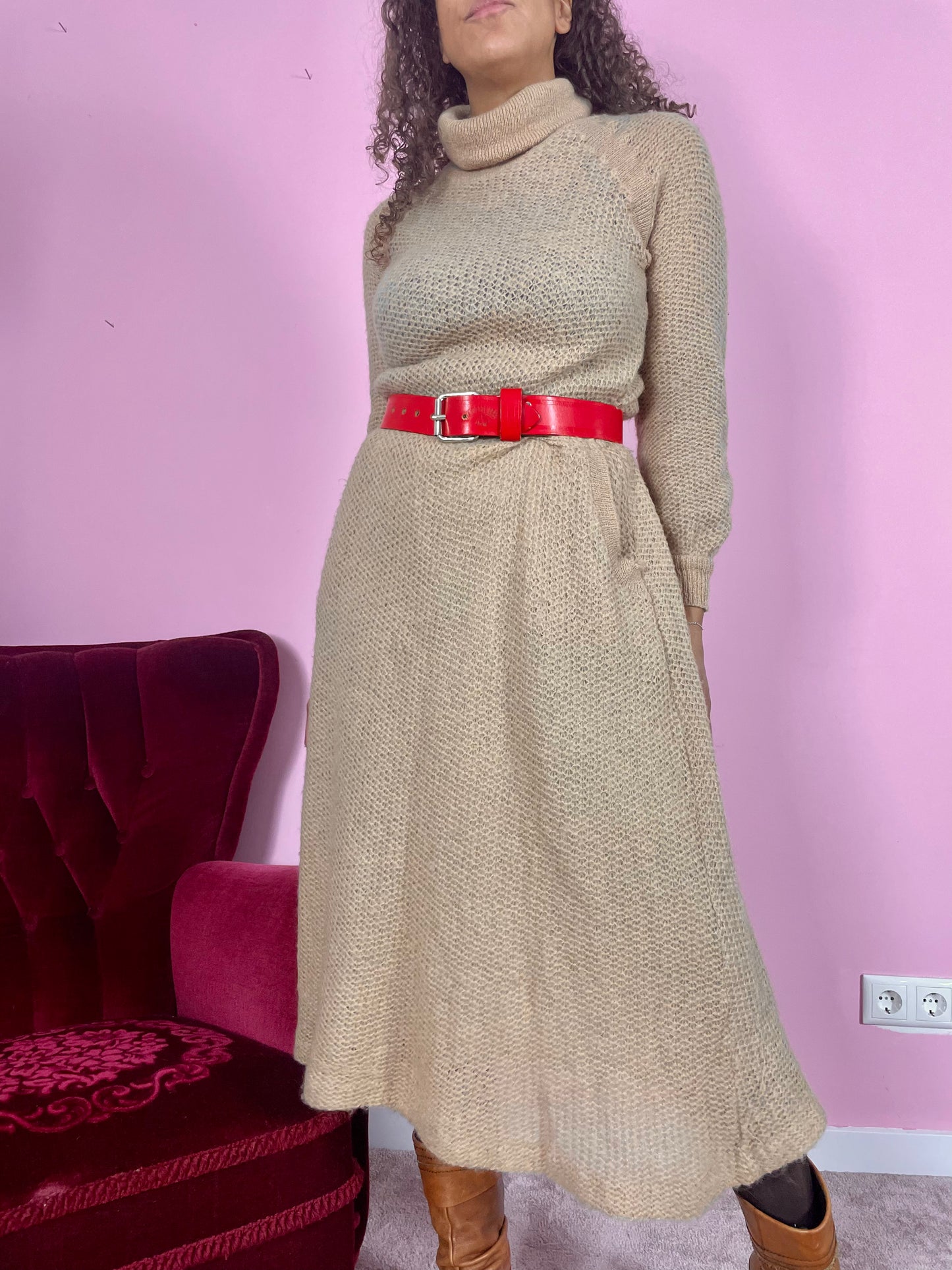 Vintage knitted midi jurk