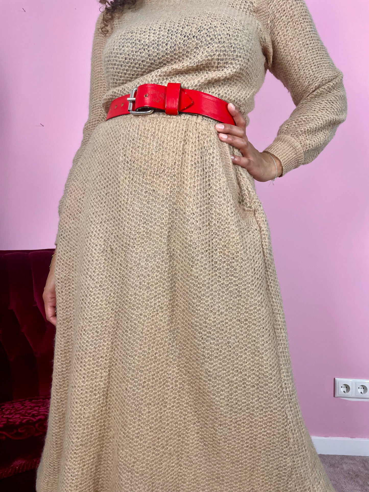 Vintage knitted midi jurk