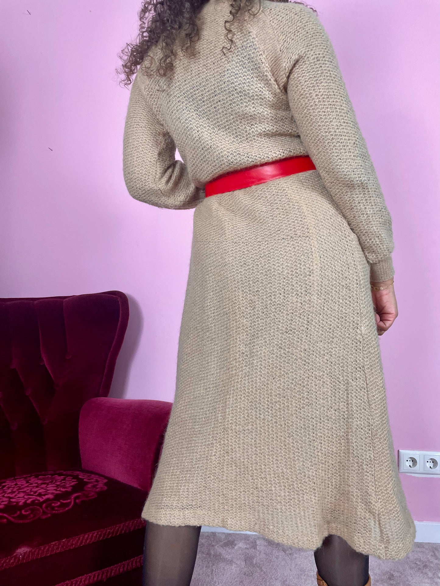 Vintage knitted midi jurk