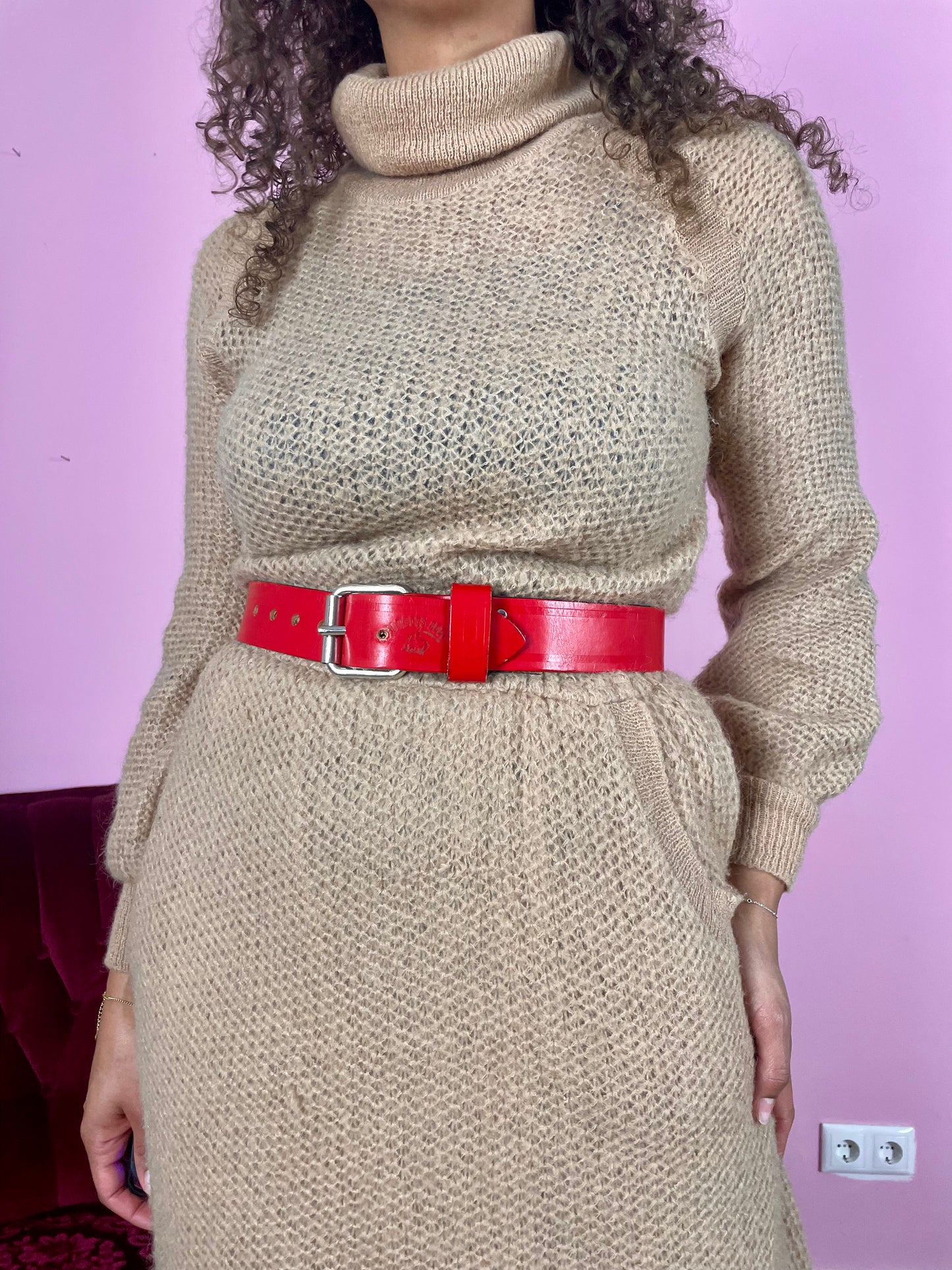 Vintage knitted midi jurk