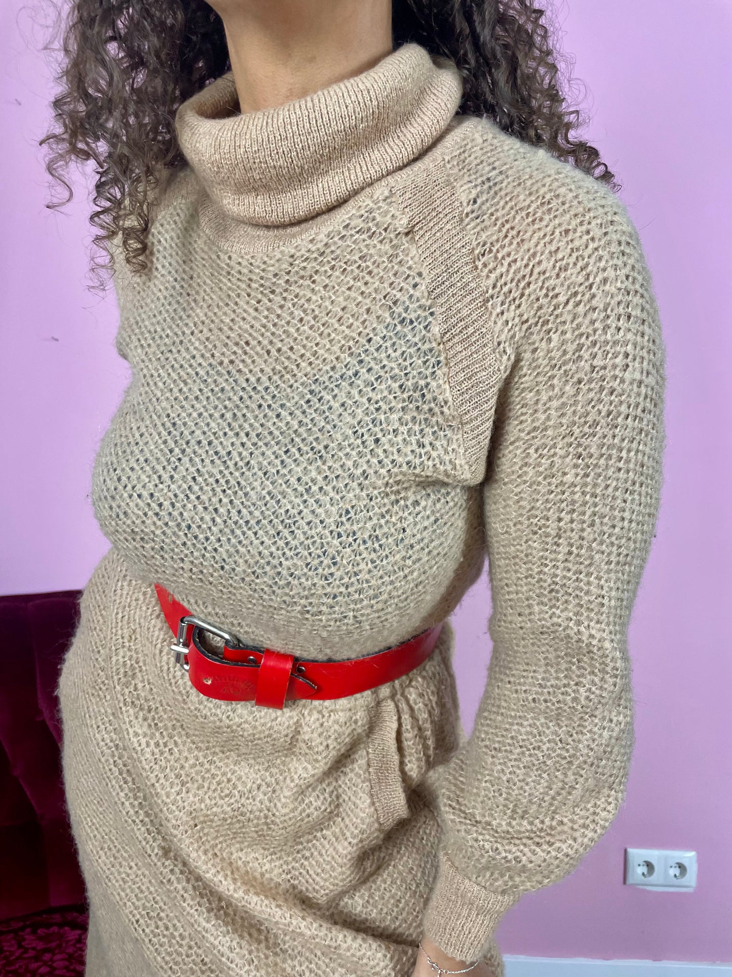 Vintage knitted midi jurk