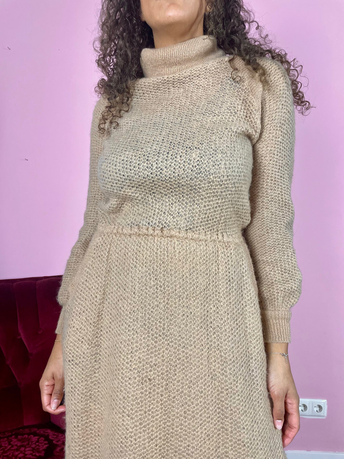 Vintage knitted midi jurk
