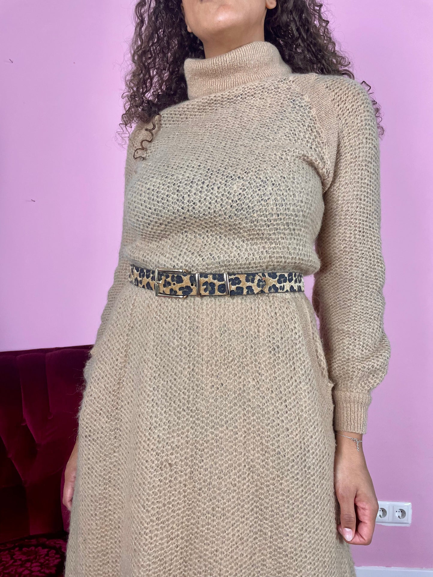Vintage knitted midi jurk