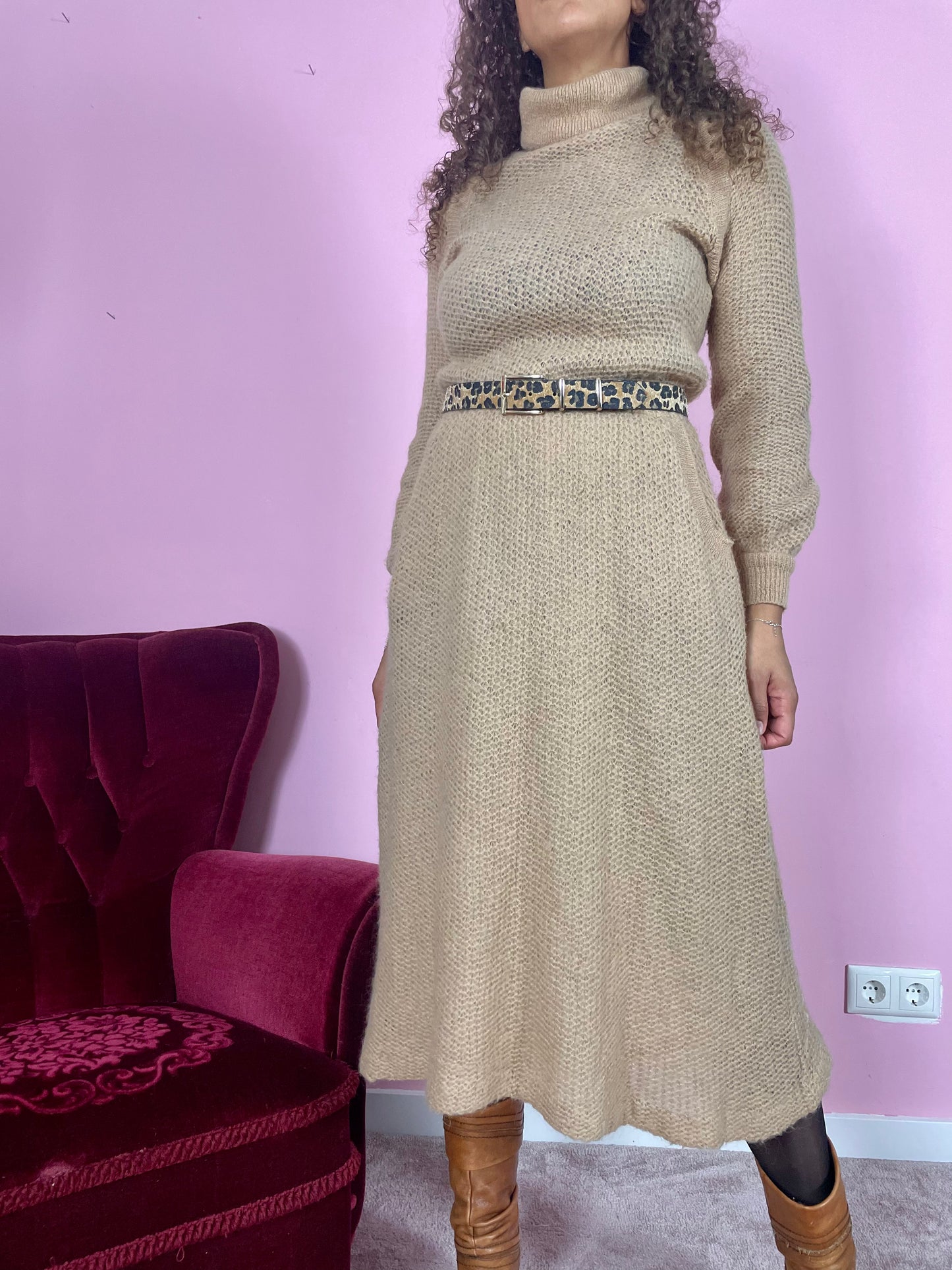 Vintage knitted midi jurk