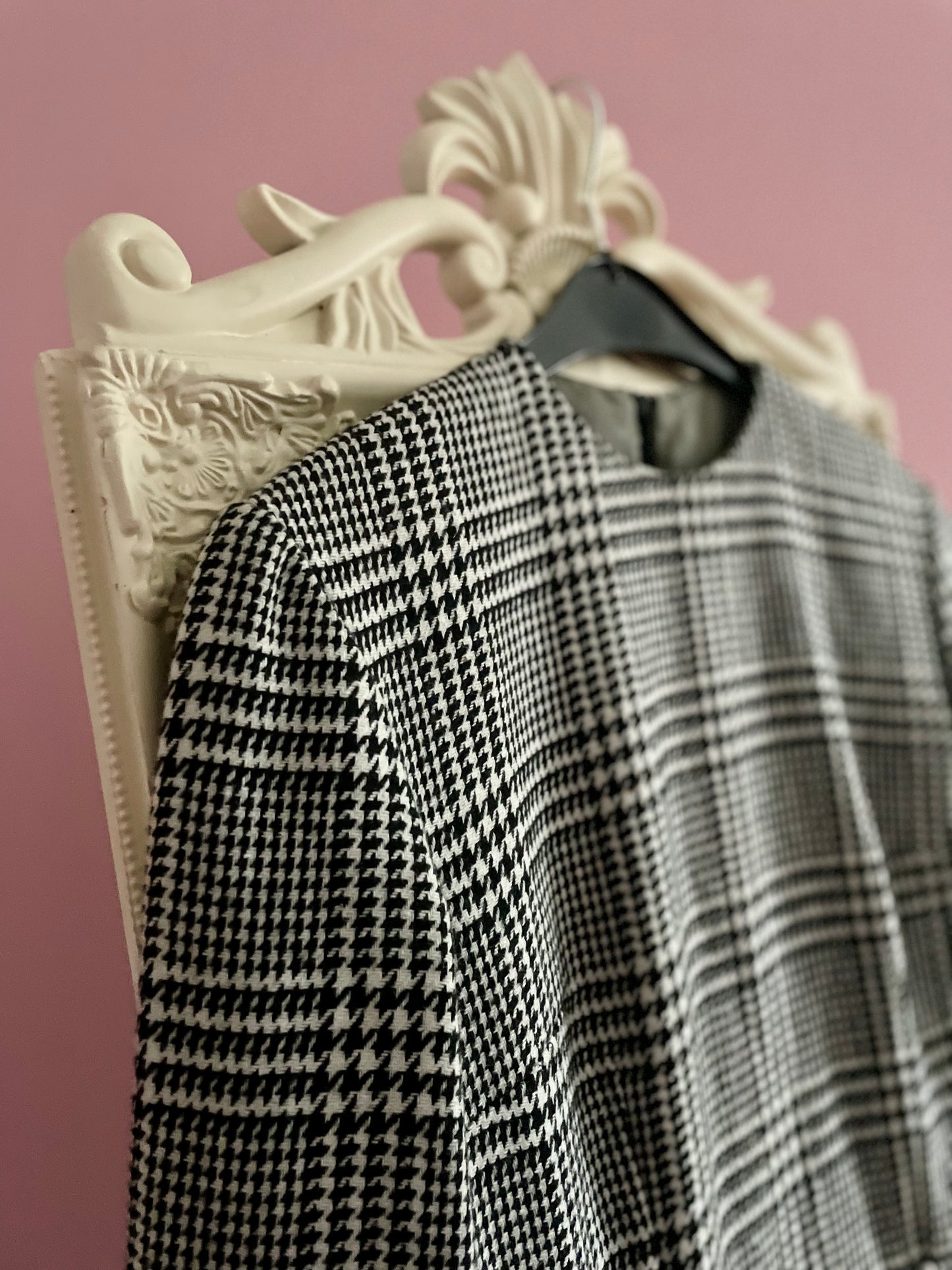 Vintage klassieke pied-de-poule midi jurk