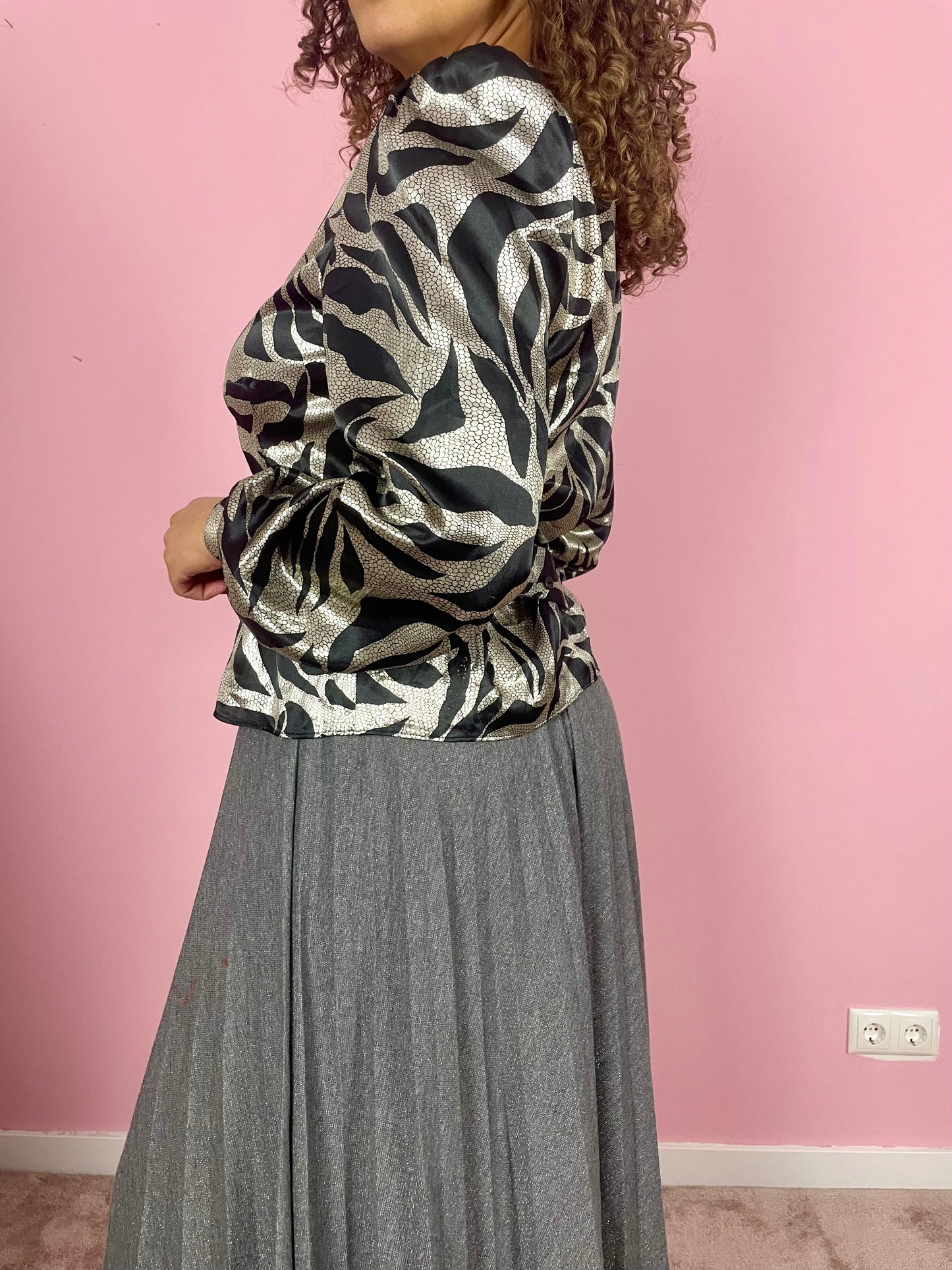 Vintage 80's silver metallic blouse