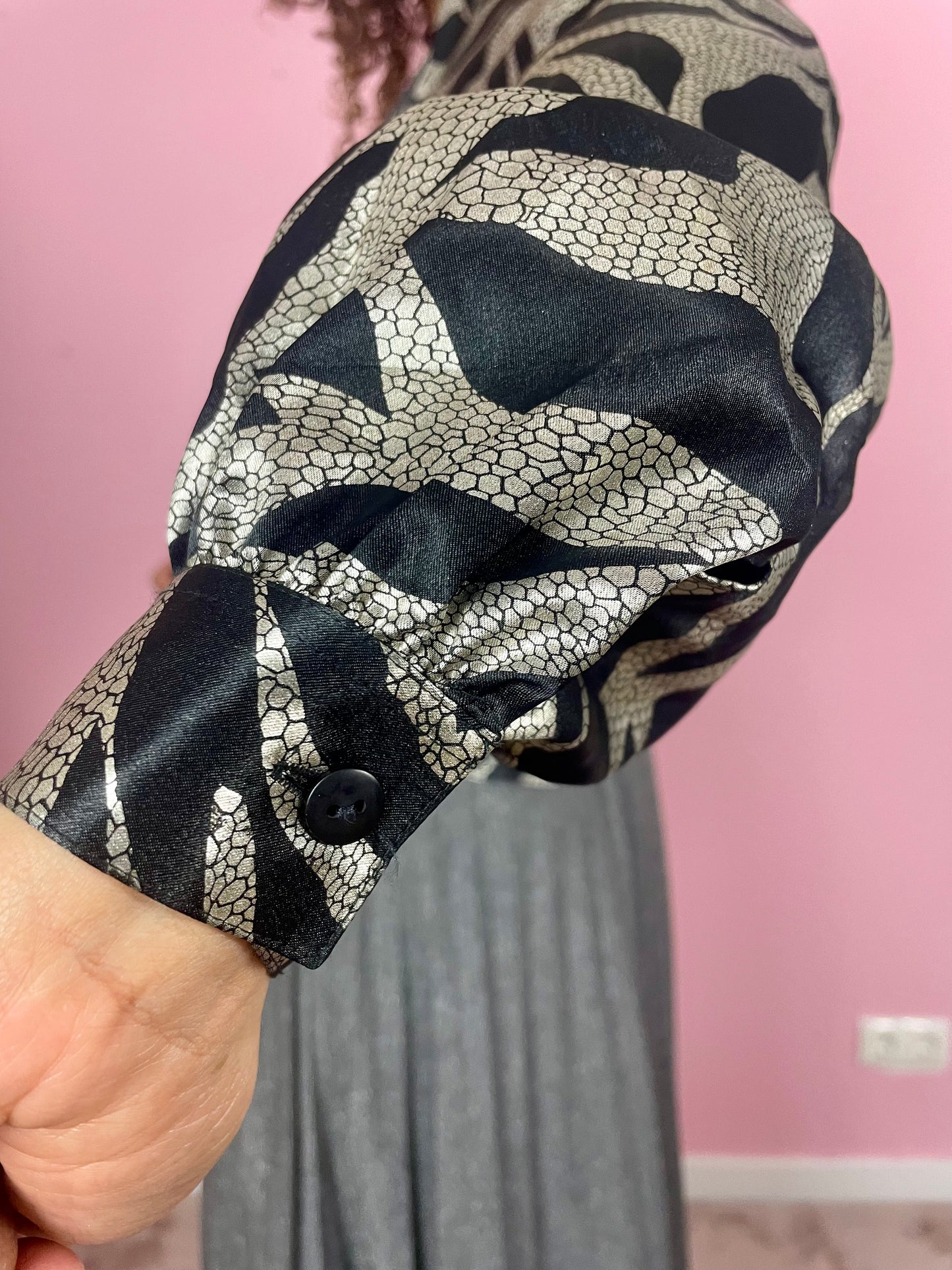 Vintage 80's silver metallic blouse