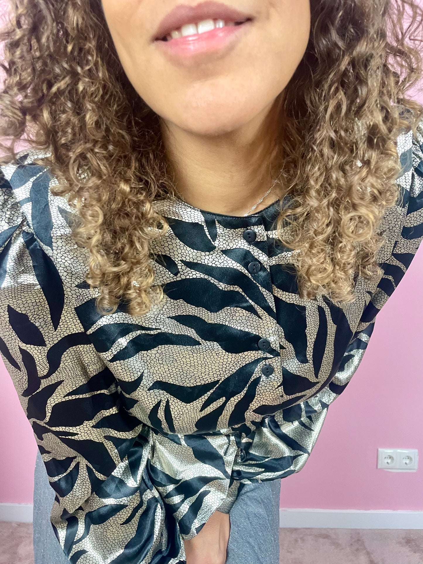 Vintage 80's silver metallic blouse