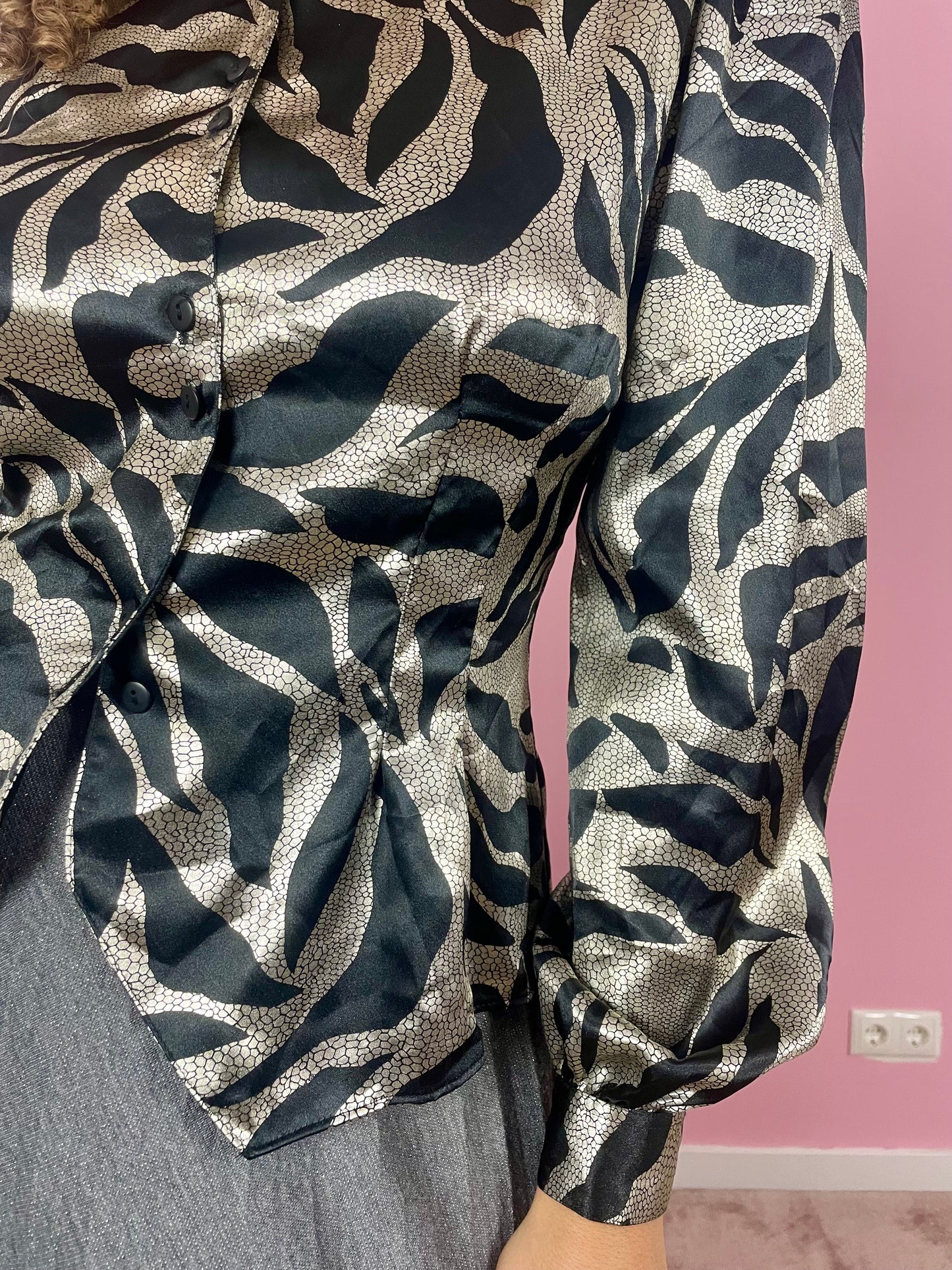 Vintage 80's silver metallic blouse
