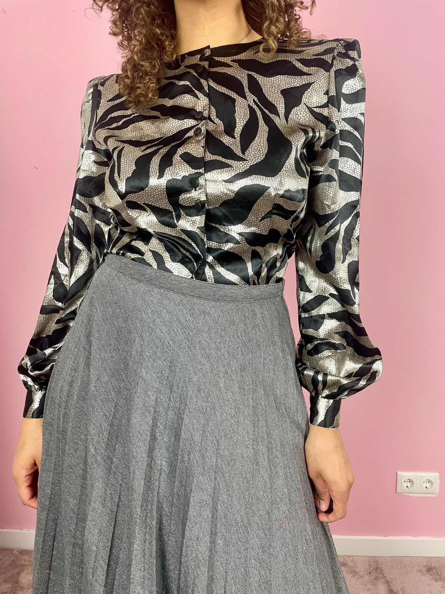 Vintage 80's silver metallic blouse