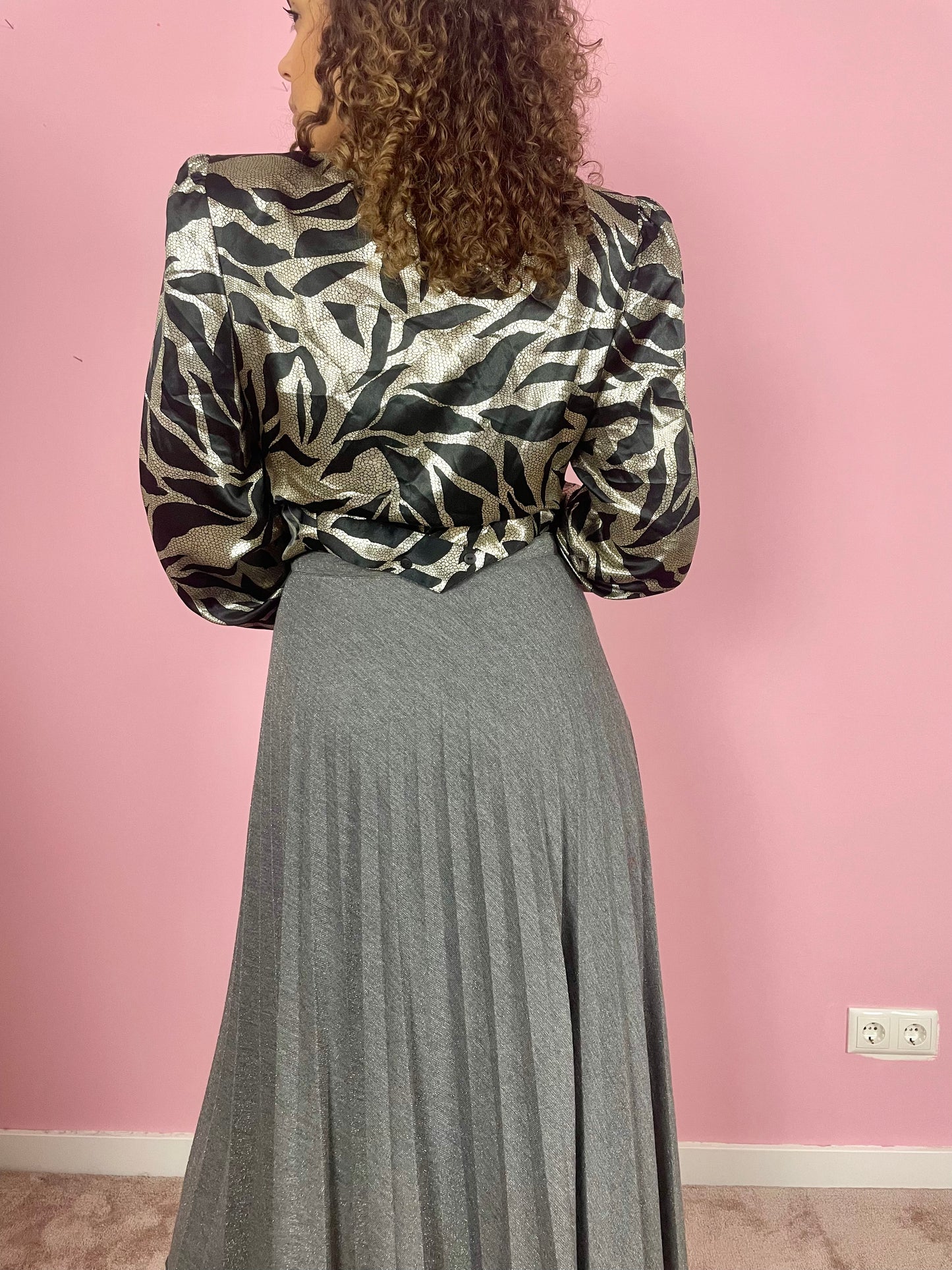 Vintage 80's silver metallic blouse