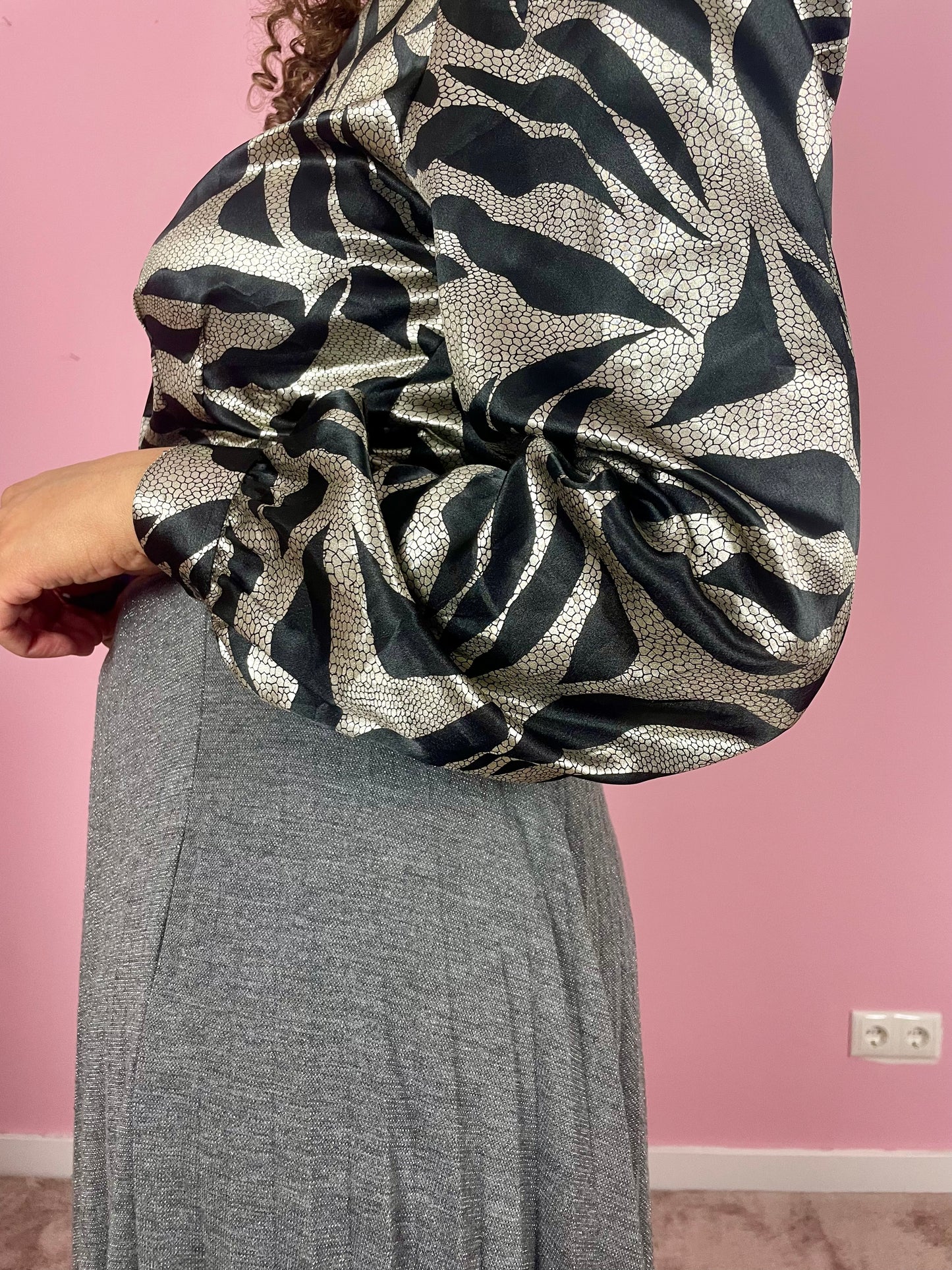 Vintage 80's silver metallic blouse