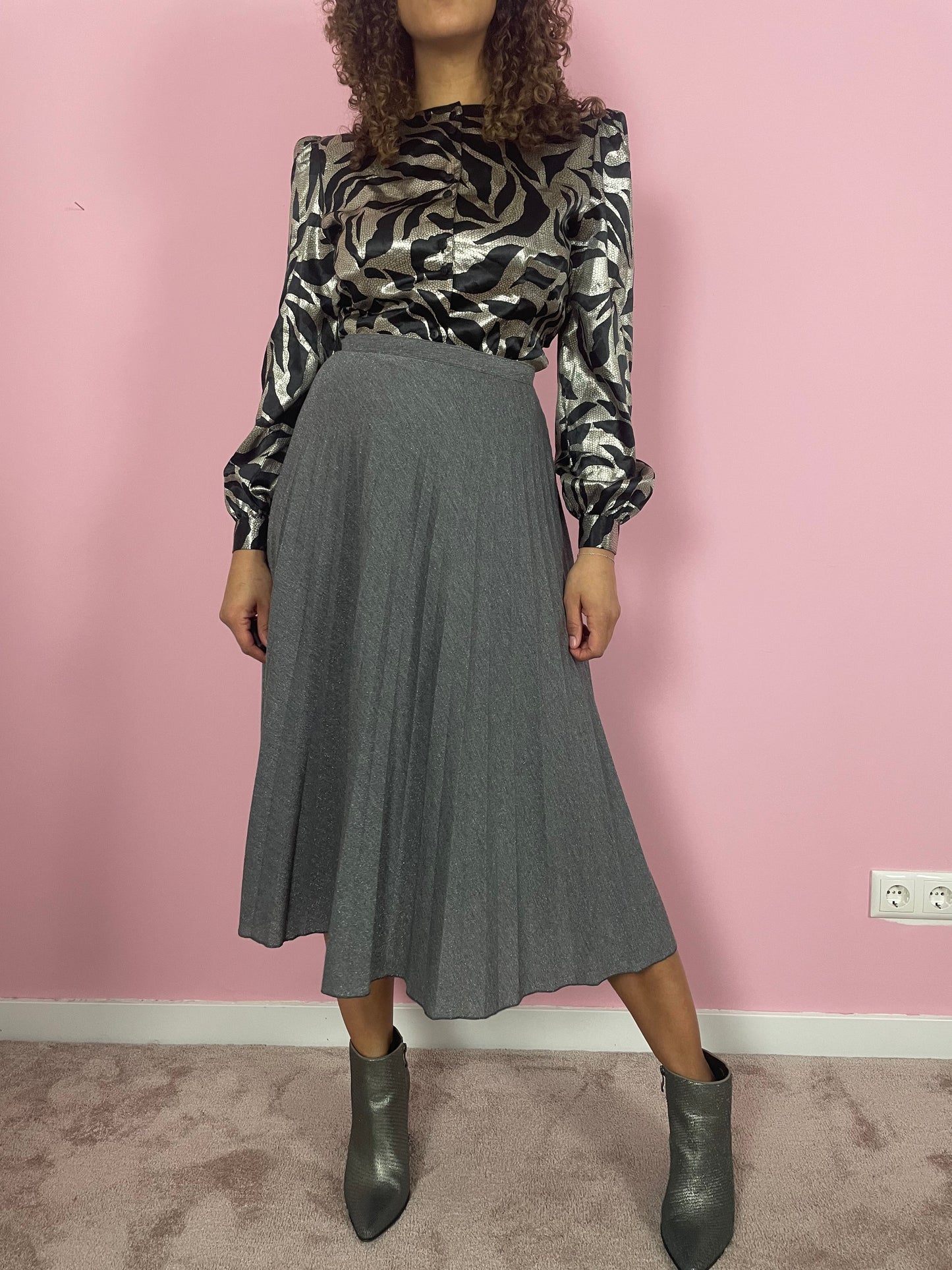 Vintage 80's silver metallic blouse