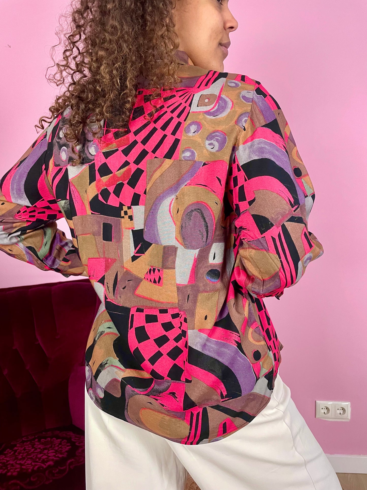 Vintage viscose abstracte print blouse