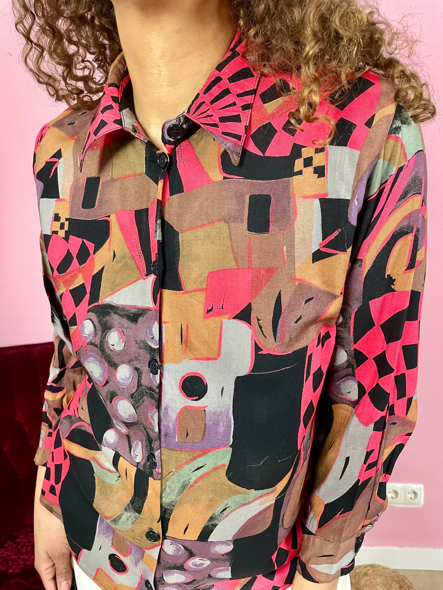 Vintage viscose abstracte print blouse