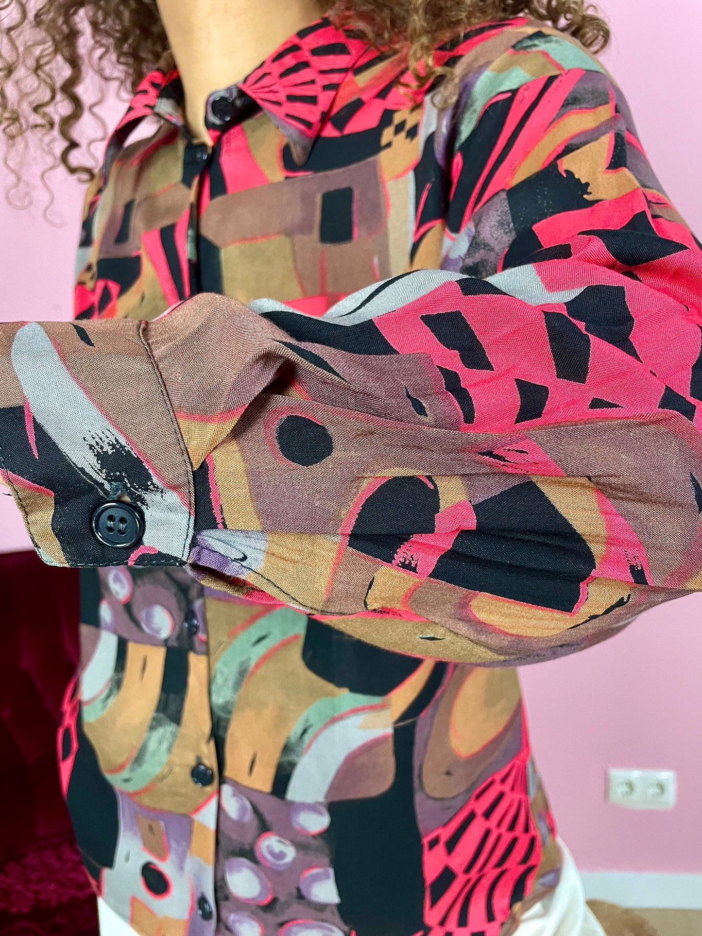 Vintage viscose abstracte print blouse