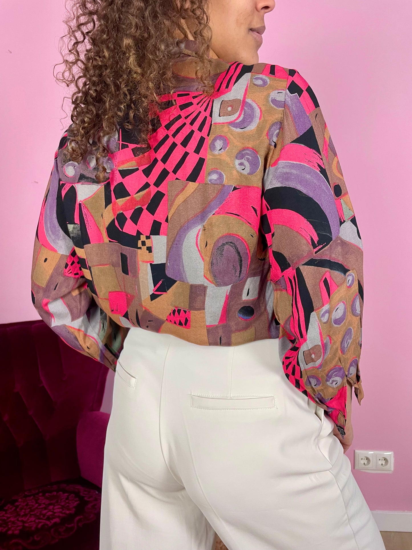 Vintage viscose abstracte print blouse