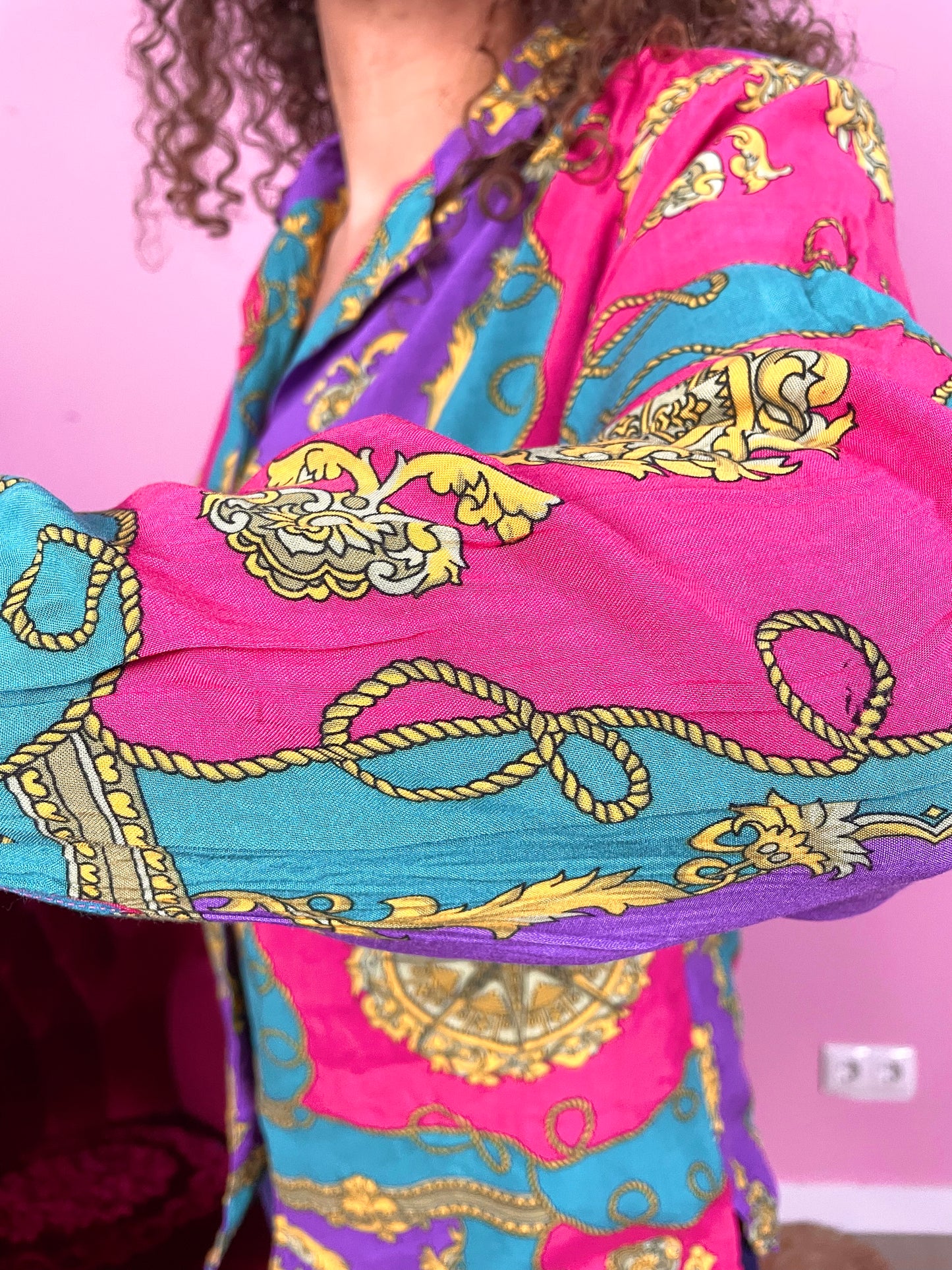 Vintage viscose colorblock barok blouse
