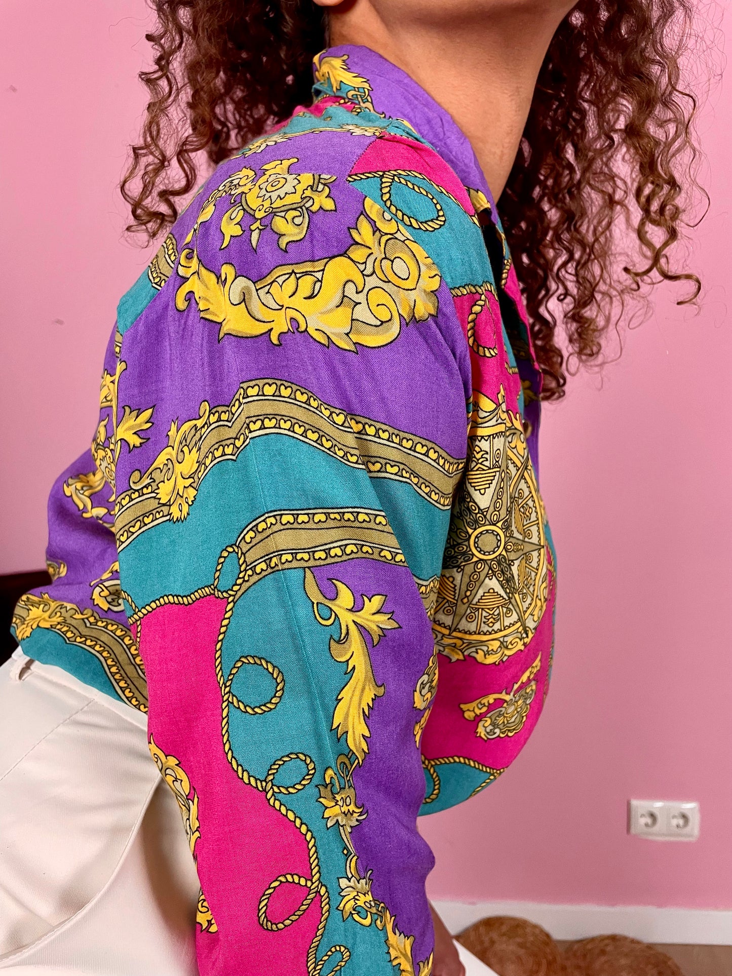 Vintage viscose colorblock barok blouse
