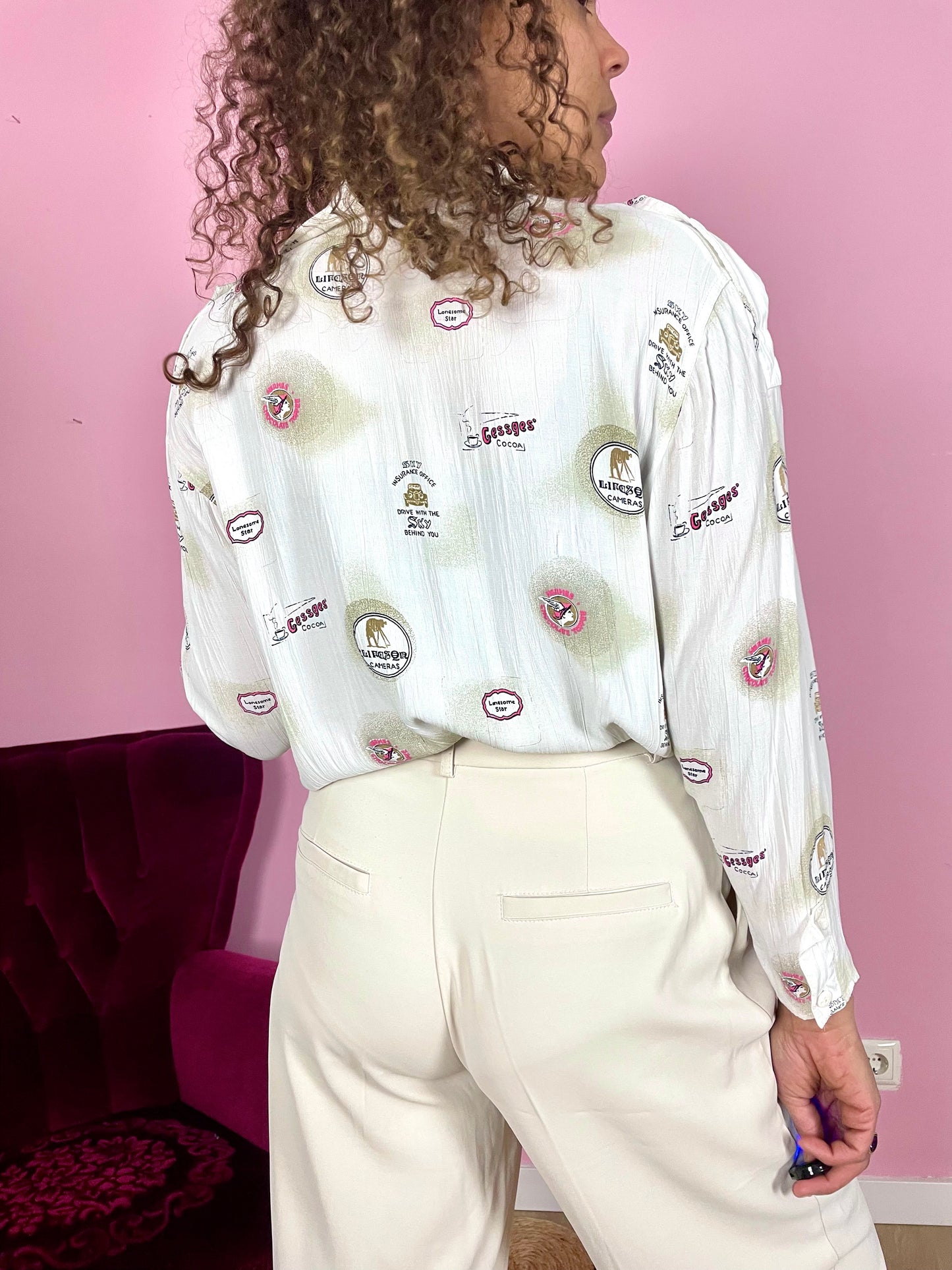 Vintage plus size viscose print-blouse