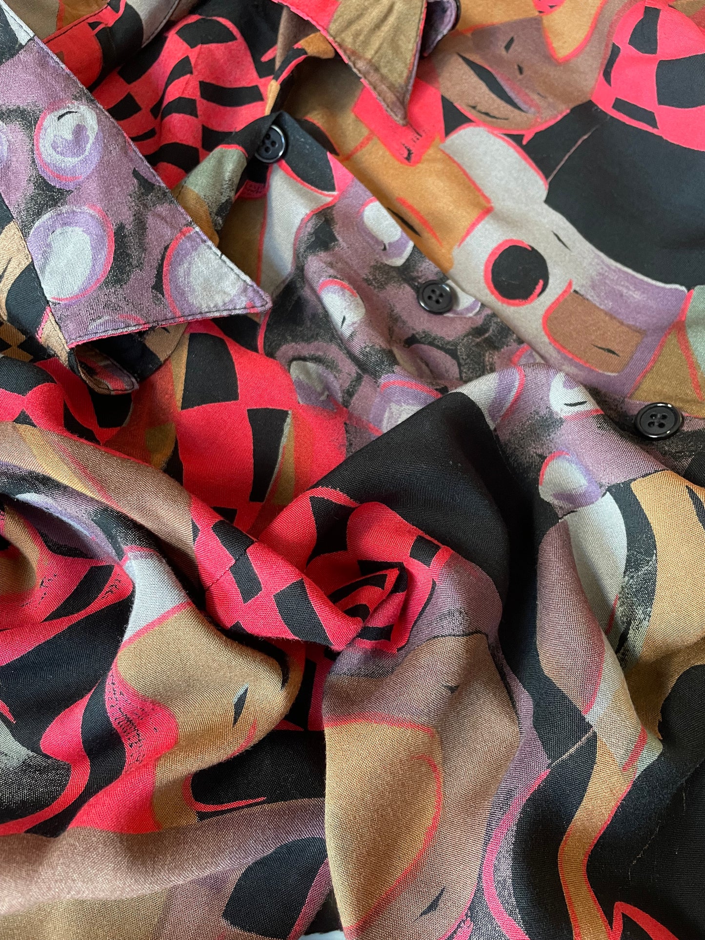 Vintage viscose abstracte print blouse