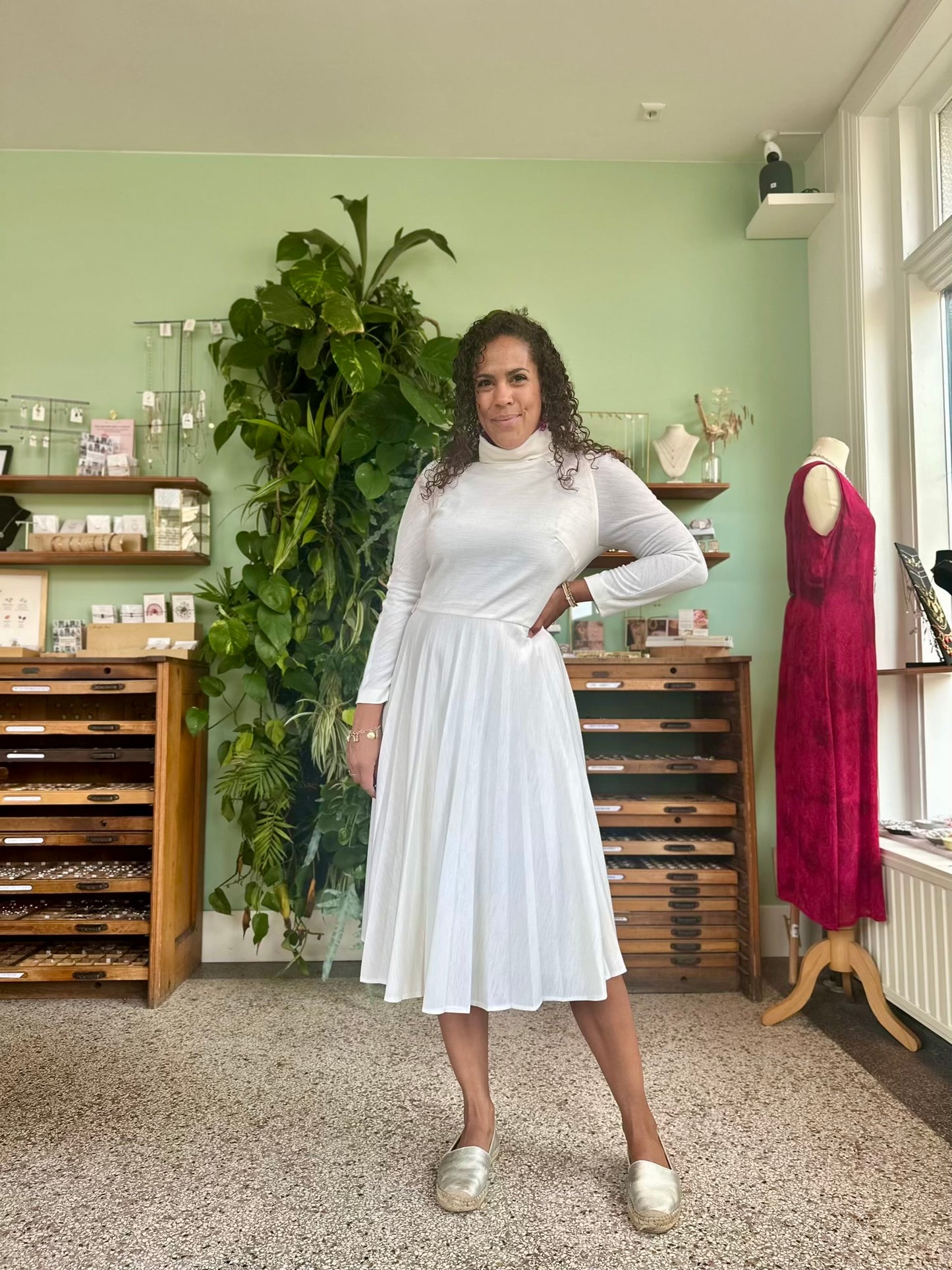 Vintage plisséjurk uit de 70’s - M