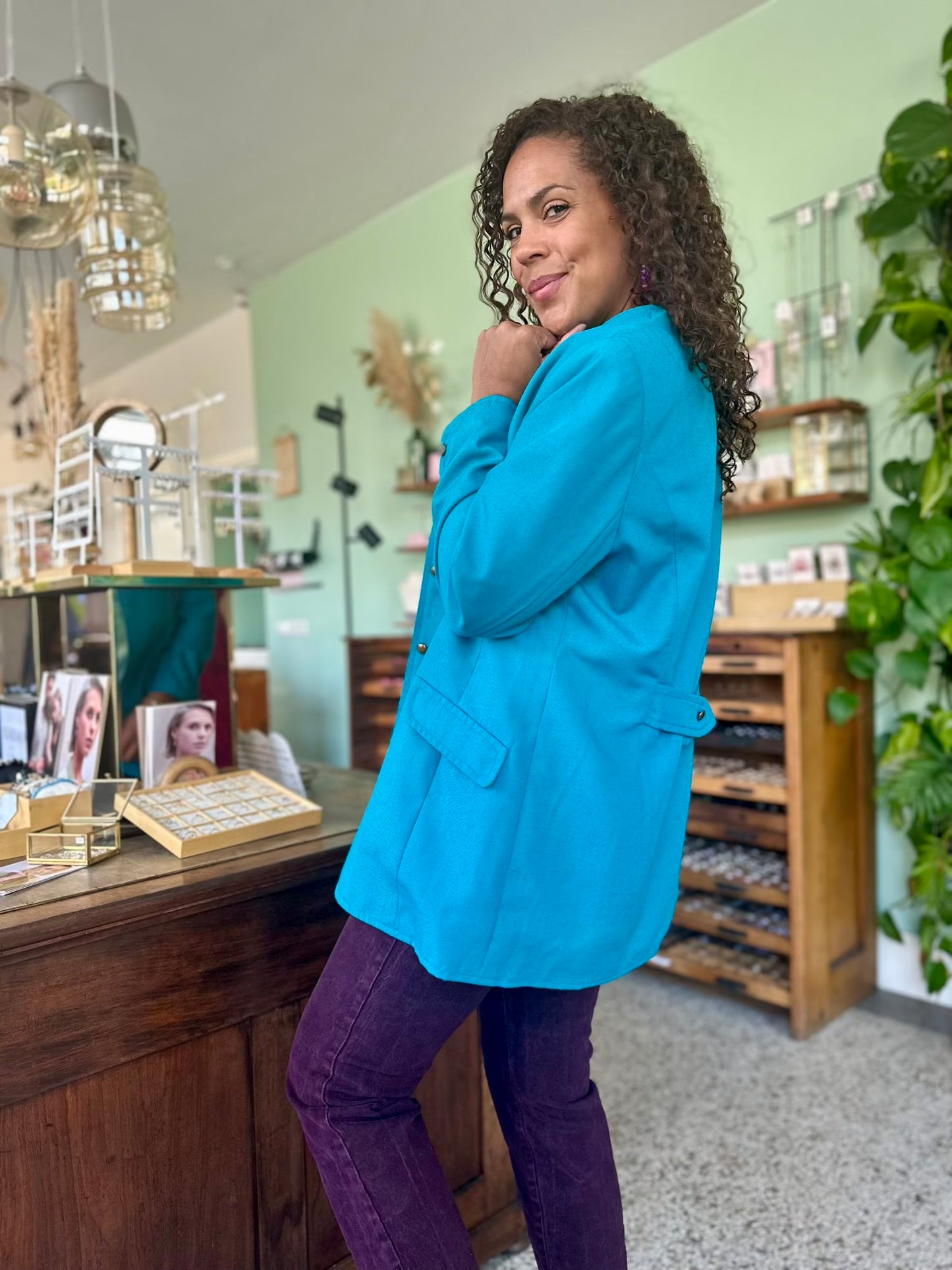 Vintage turquoise blazer XL