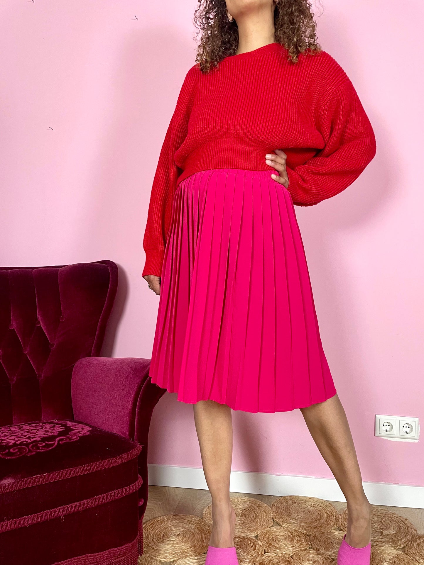 Vintage fuchsia plooirok
