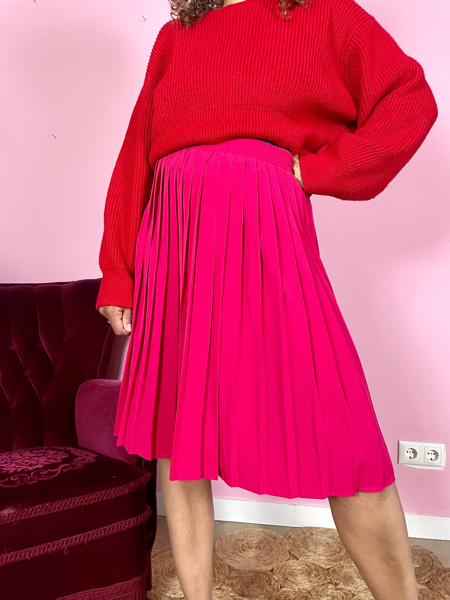 Vintage fuchsia plooirok