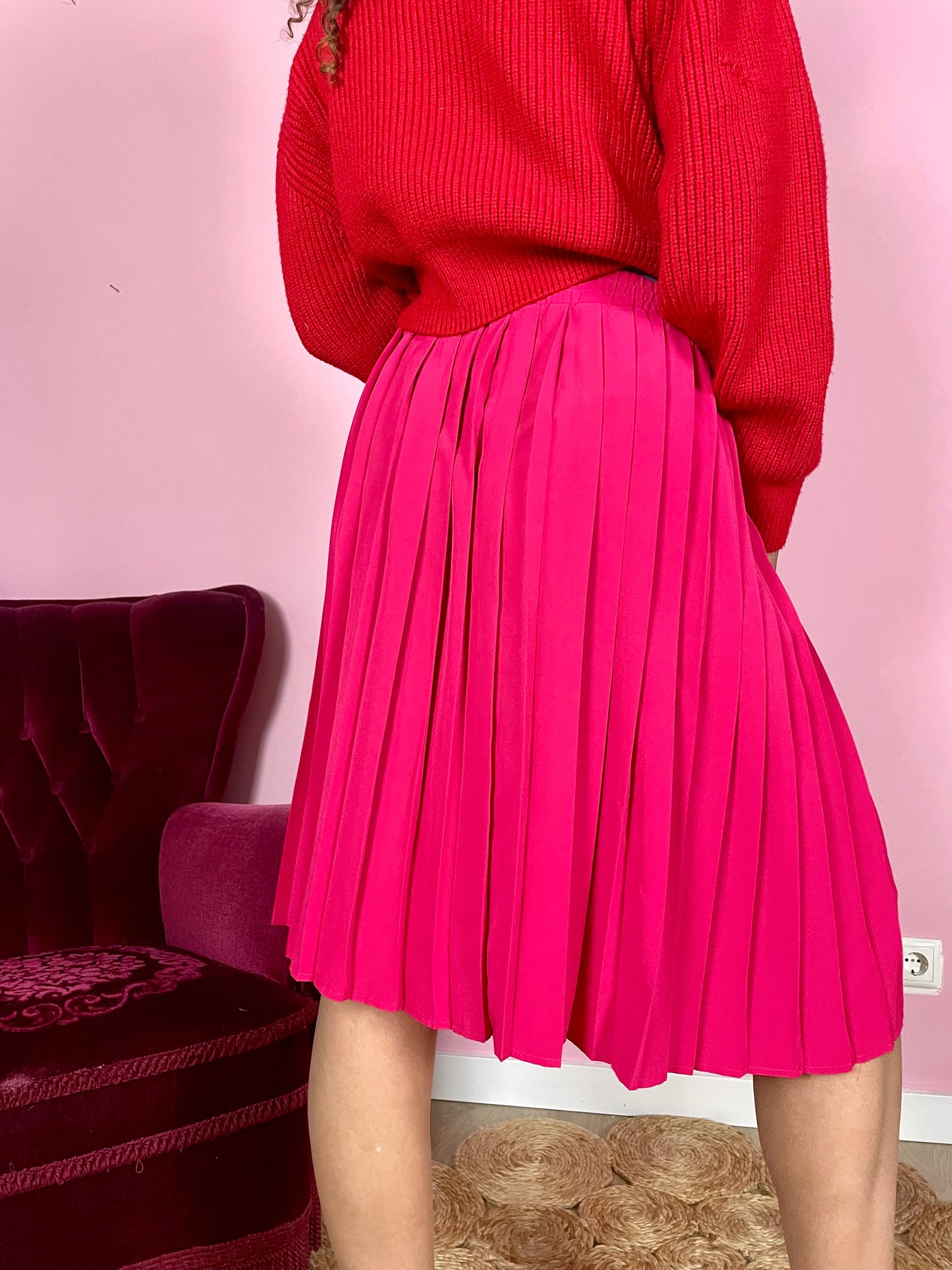 Vintage fuchsia plooirok